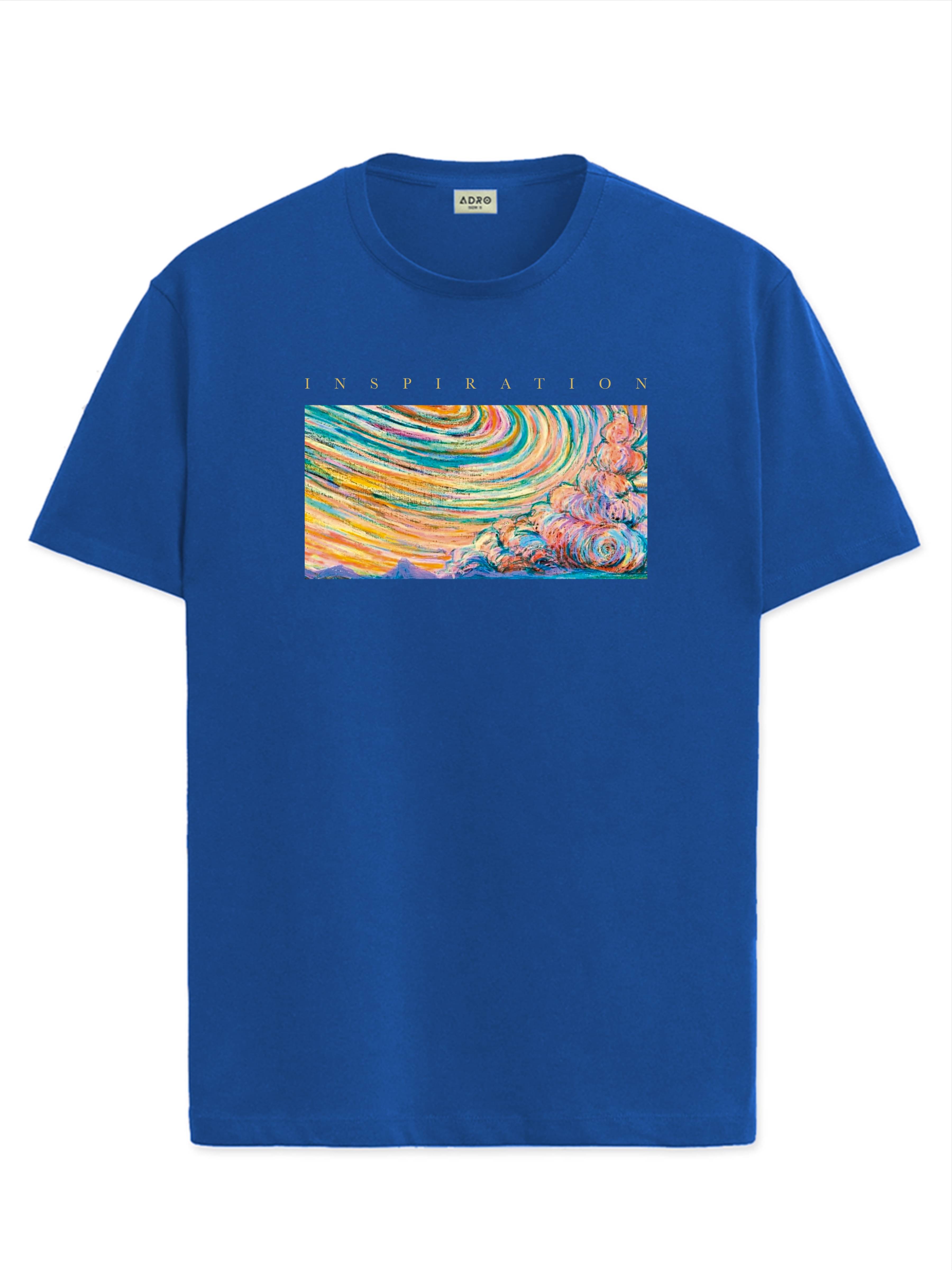 Adro Men Cotton Blend Regular Fit Printed T-Shirt ( Blue ) Adro Men Cotton Blend Regular Fit Printed T-Shirt ( Blue )