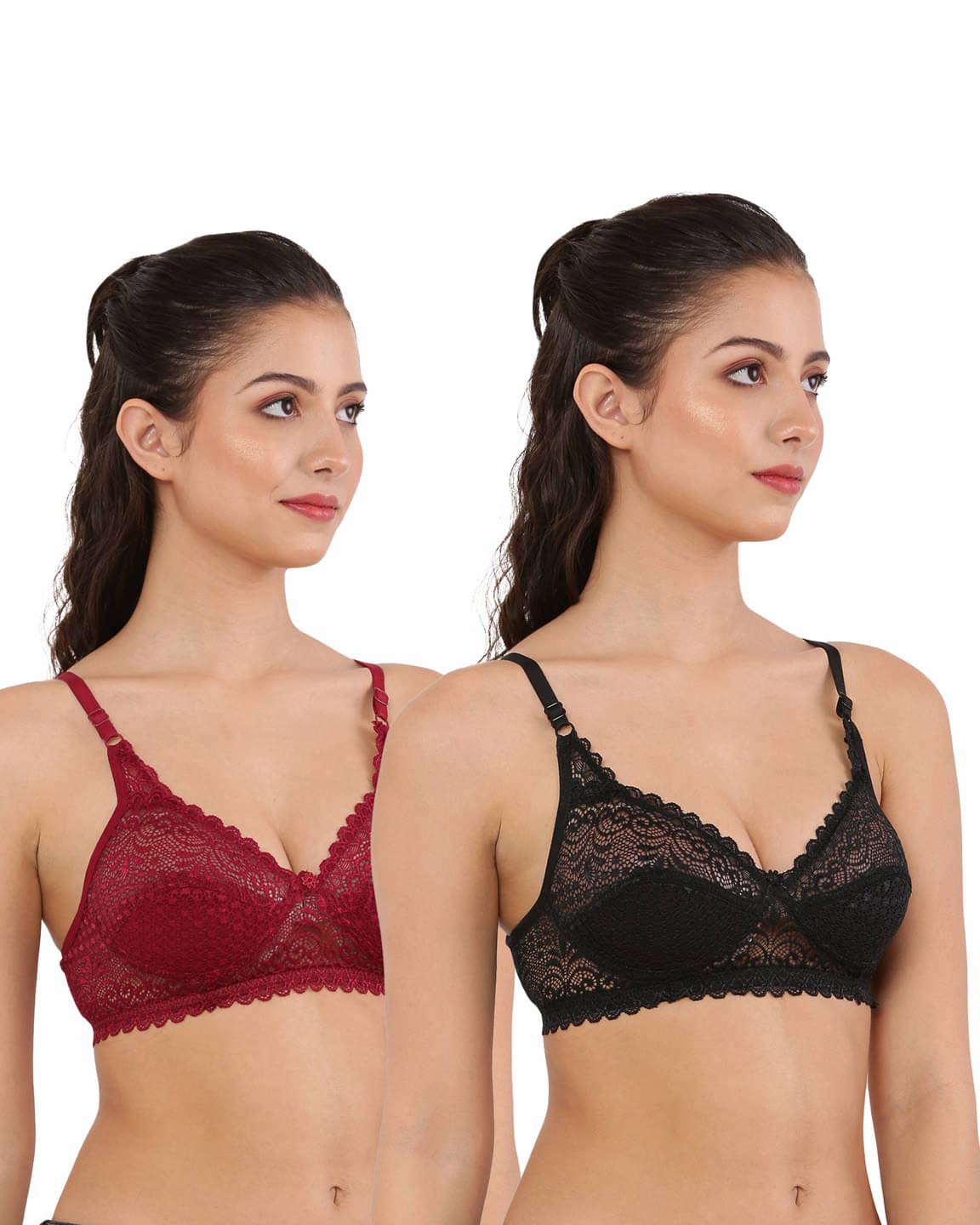 Amosio Pack of 2 Nylon Non Padded T-Shirt Bra For Women ( Maroon ) Amosio Pack of 2 Nylon Non Padded T-Shirt Bra For Women ( Maroon )