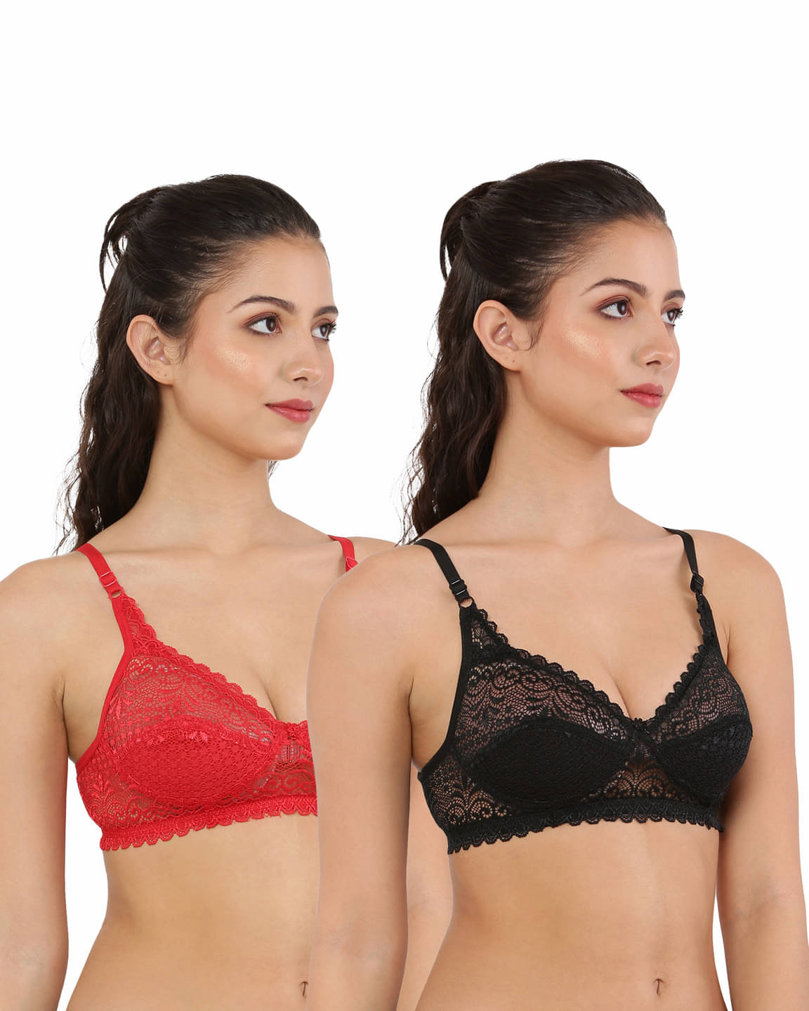 Amosio Pack of 2 Nylon Non Padded T-Shirt Bra For Women ( Red ) Amosio Pack of 2 Nylon Non Padded T-Shirt Bra For Women ( Red )