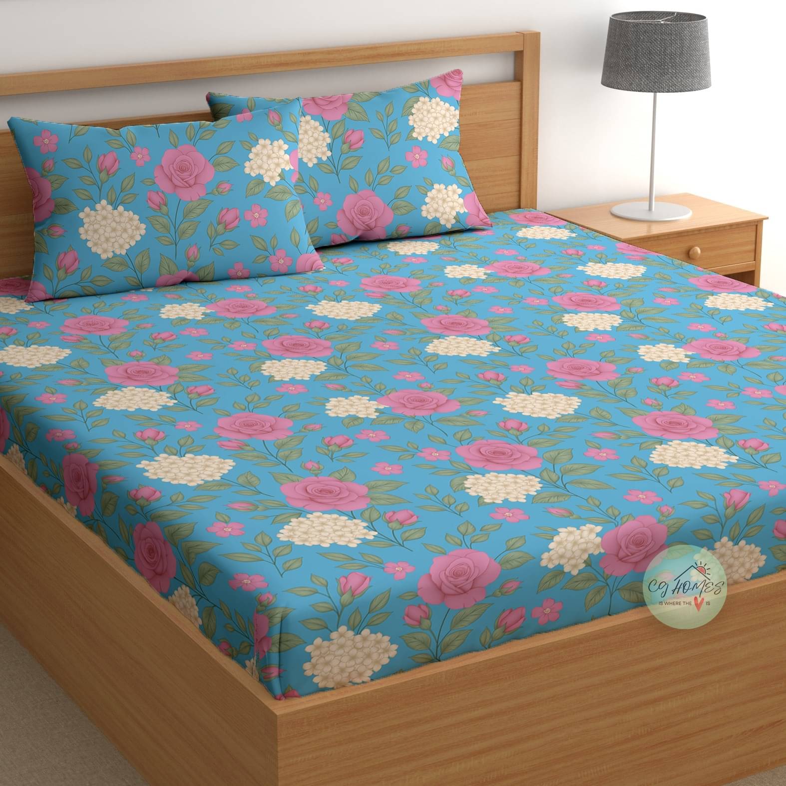 CG HOMES Cotton 1 Double Bedsheet with 2 Pillow Covers ( Blue )     			CG HOMES Cotton 1 Double Bedsheet with 2 Pillow Covers ( Blue )