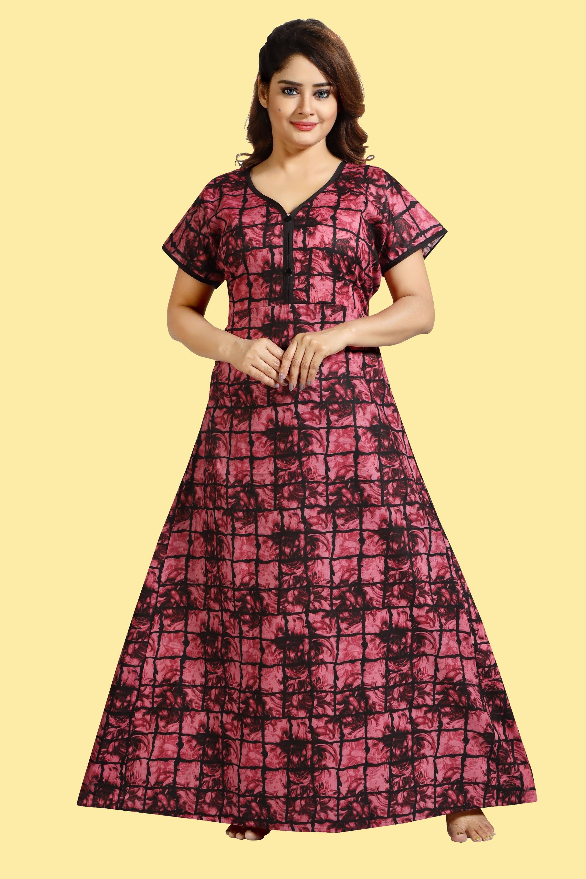     			Cinco Cotton Self Design Women Regular Nighty ( Multicolor )
