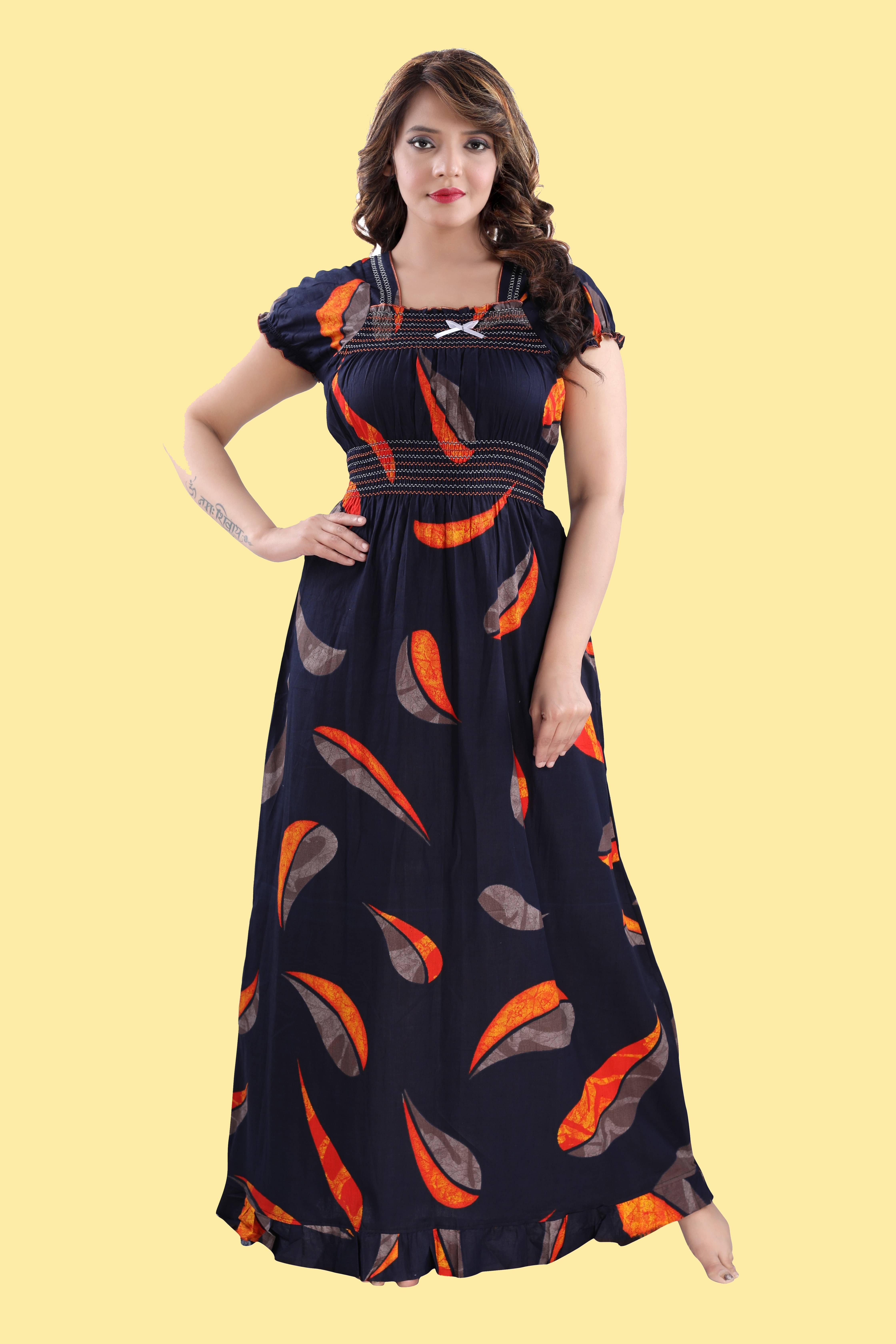     			Cinco Cotton Self Design Women Regular Nighty ( Multicolor )
