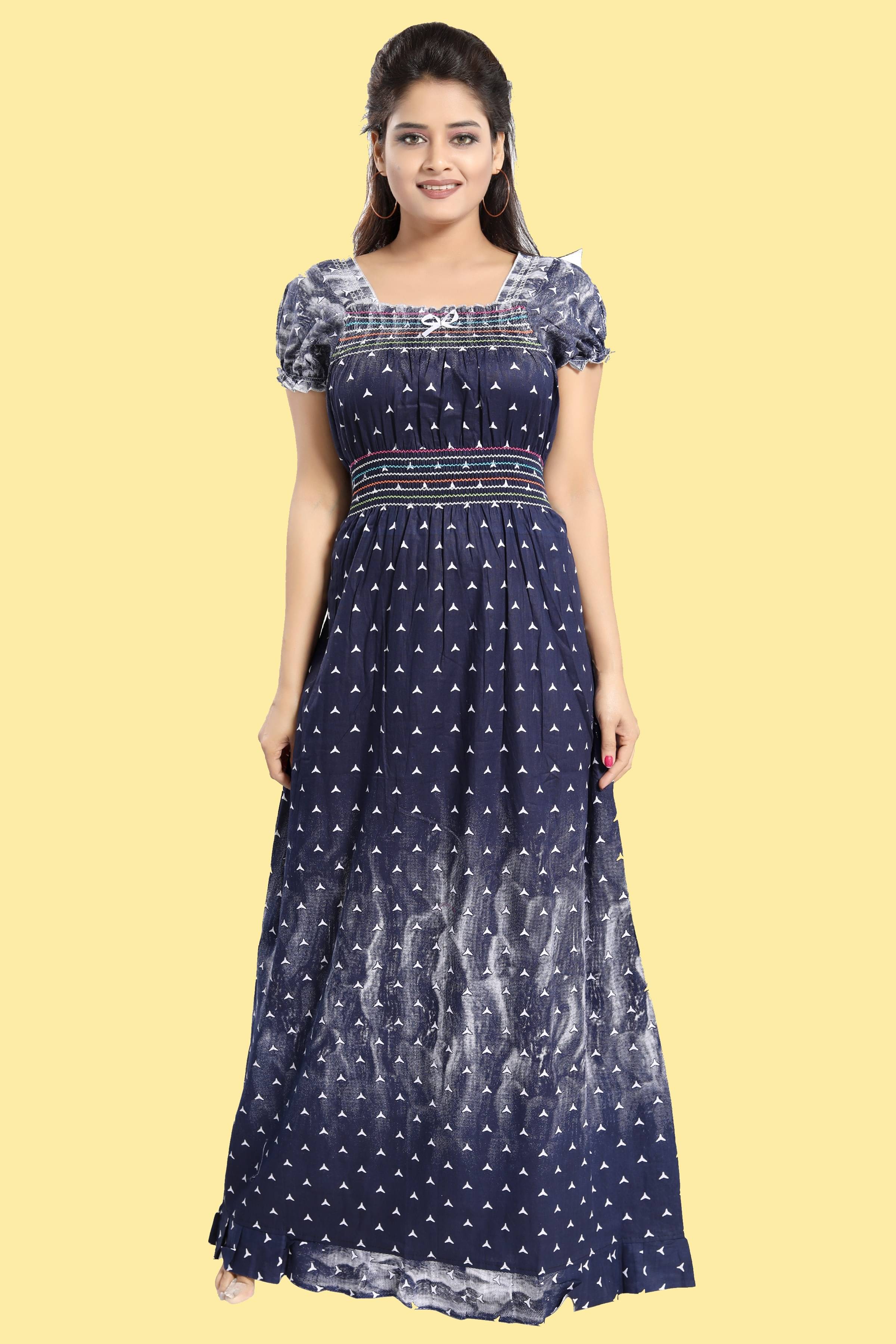     			Cinco Cotton Self Design Women Regular Nighty ( Multicolor )