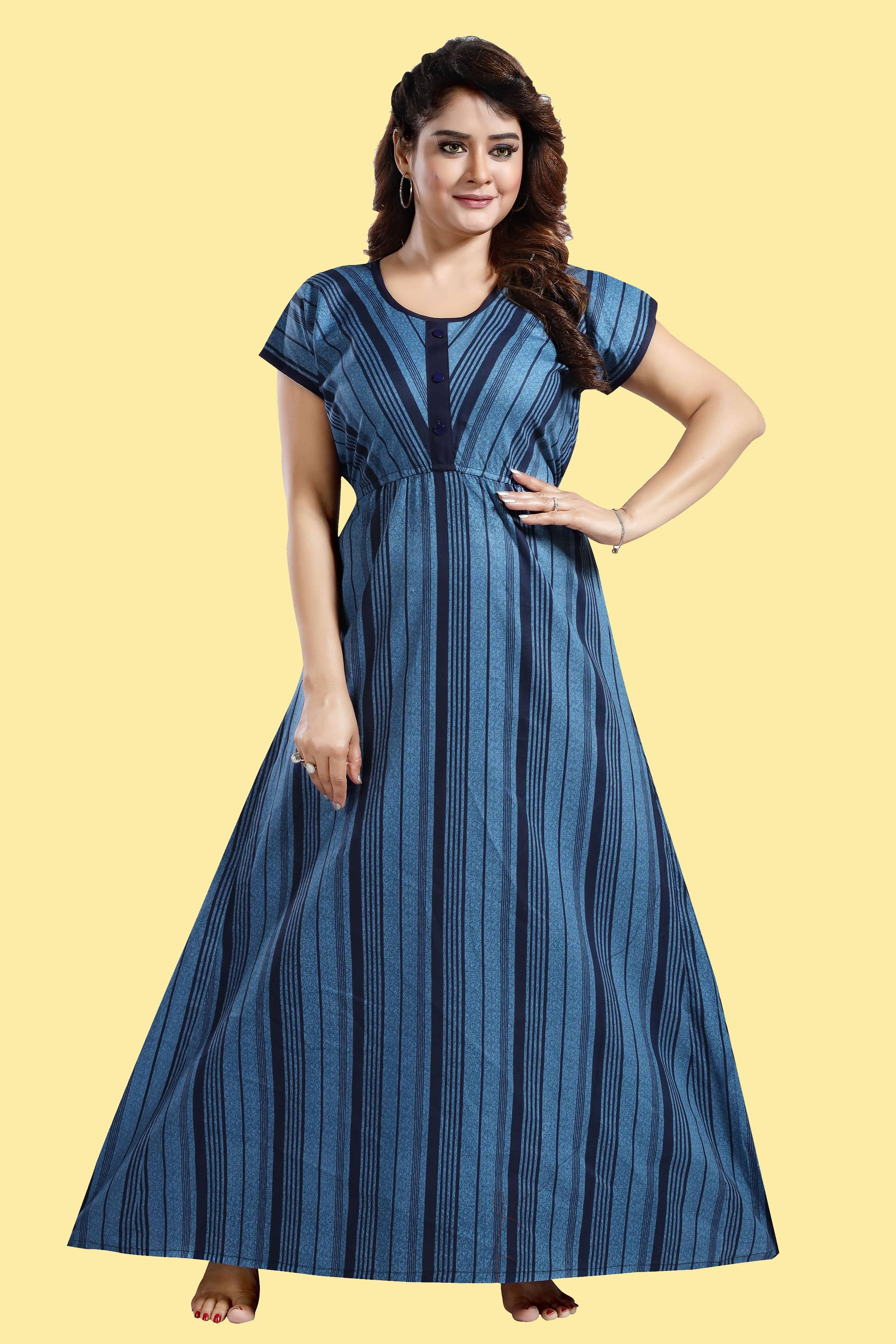     			Cinco Cotton Self Design Women Regular Nighty ( Multicolor )