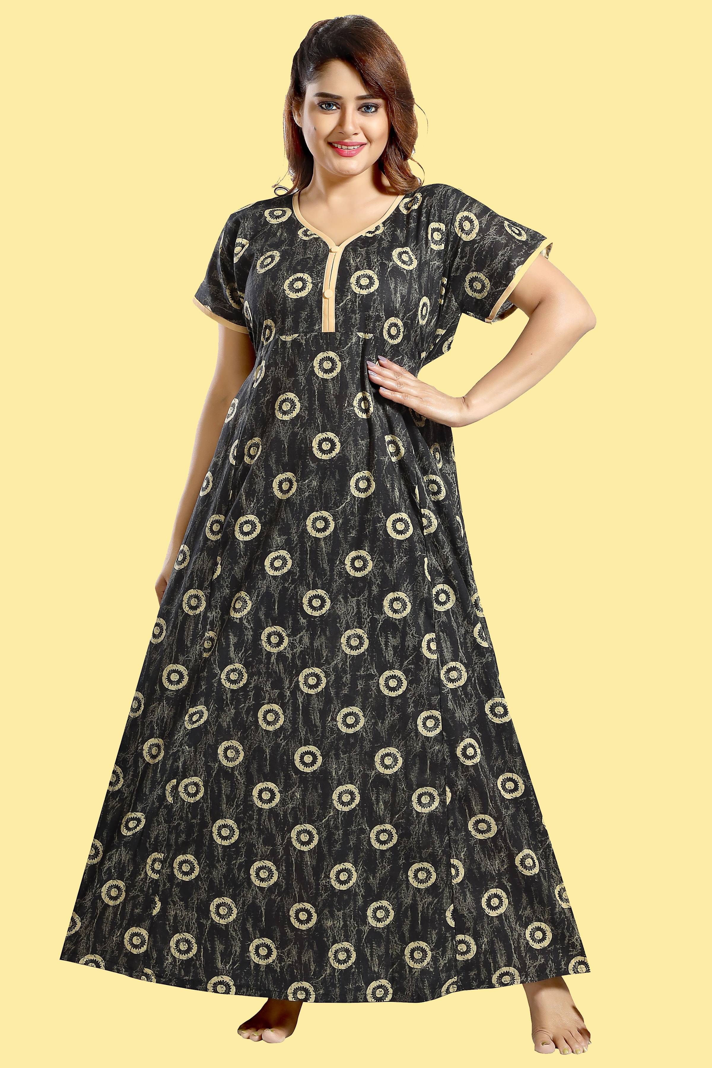     			Cinco Cotton Self Design Women Regular Nighty ( Multicolor )