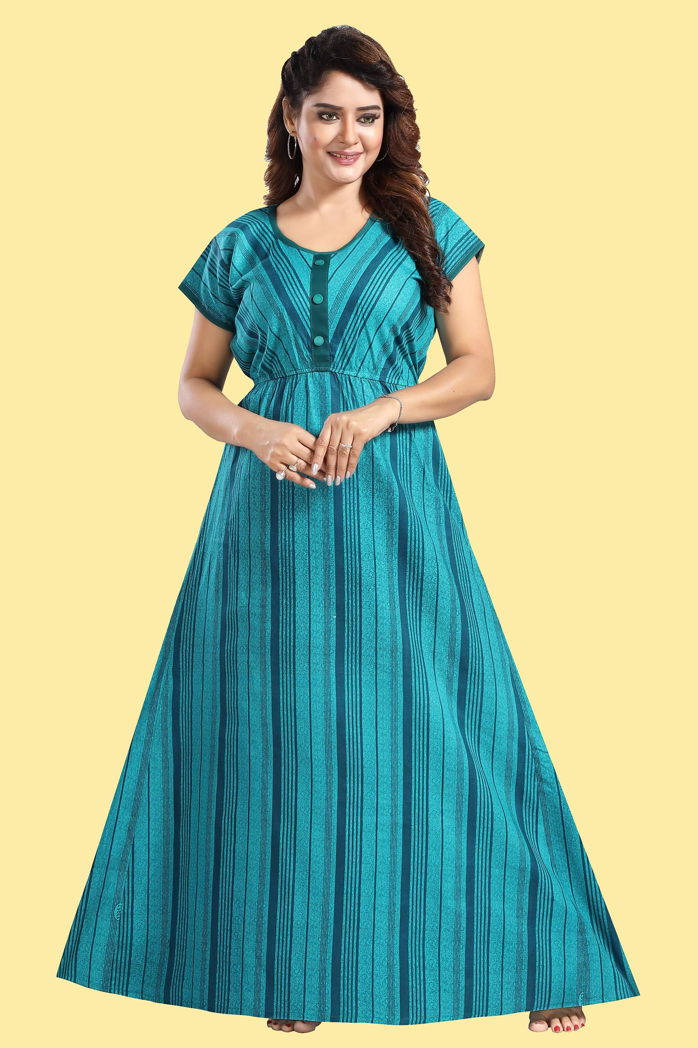     			Cinco Cotton Self Design Women Regular Nighty ( Multicolor )