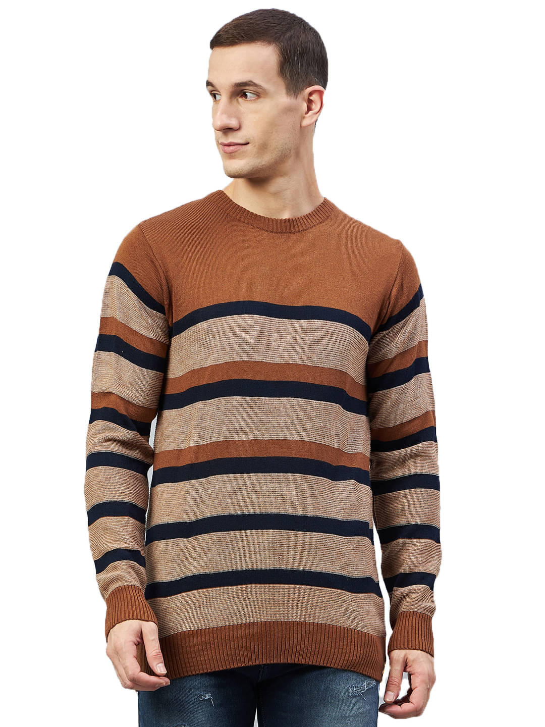    			Club York Acrylic Round Neck Men's Full Sleeves Pullover Sweater - Rust ( Pack of 1 )