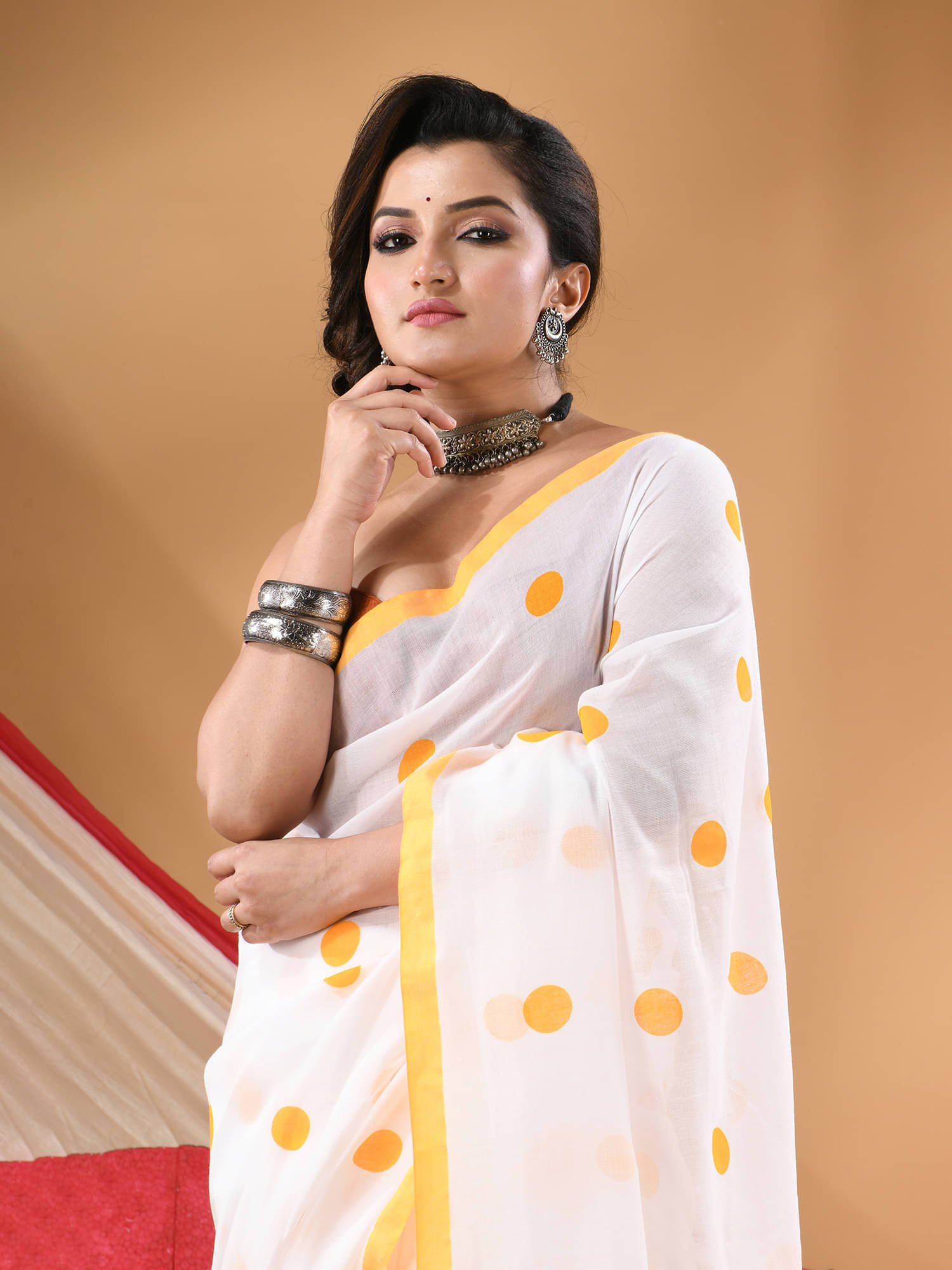     			Desh Bidesh Cotton Printed Regular Saree Without Blouse Piece ( Yellow )