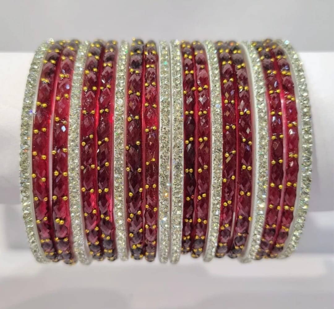     			Divine Glass Maroon Bangle Set ( Pack of 20 )