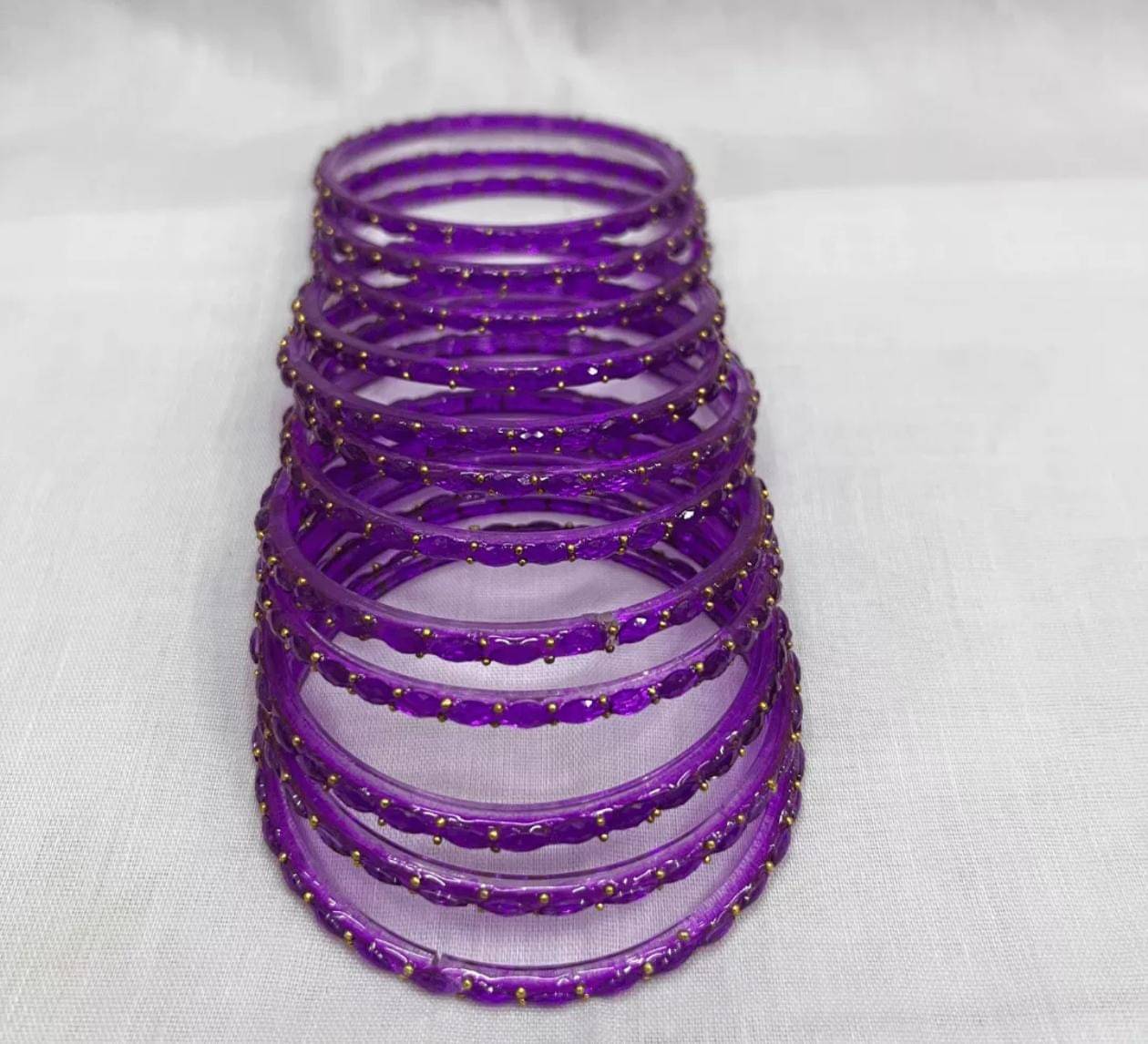     			Divine Glass Purple Bangle Set ( Pack of 12 )