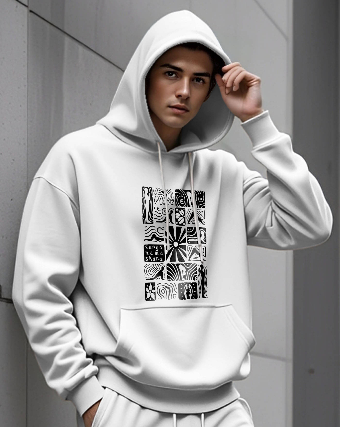 ENITOR Fleece Hooded Men's Sweatshirt - White ( Pack of 1 ) ENITOR Fleece Hooded Men's Sweatshirt - White ( Pack of 1 )