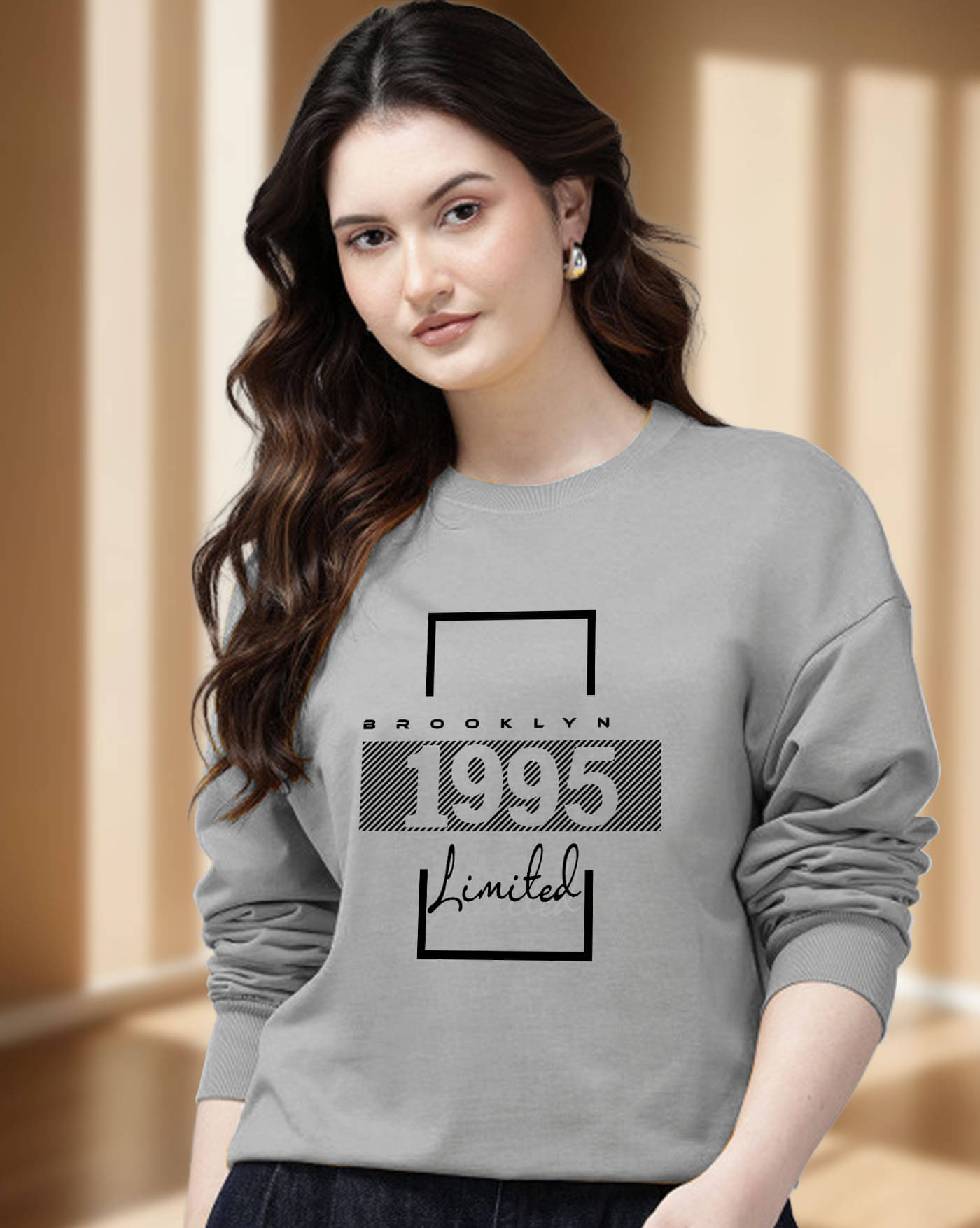 ENITOR Women Fleece Round Neck Sweatshirt ( Grey ) ENITOR Women Fleece Round Neck Sweatshirt ( Grey )