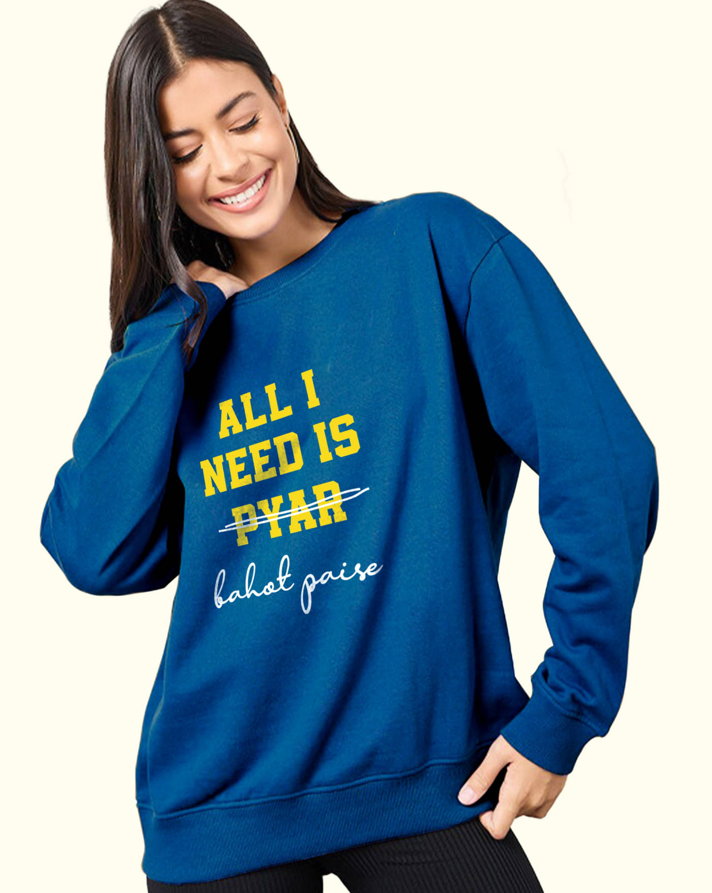 ENITOR Women Fleece Round Neck Sweatshirt ( Turquoise ) ENITOR Women Fleece Round Neck Sweatshirt ( Turquoise )