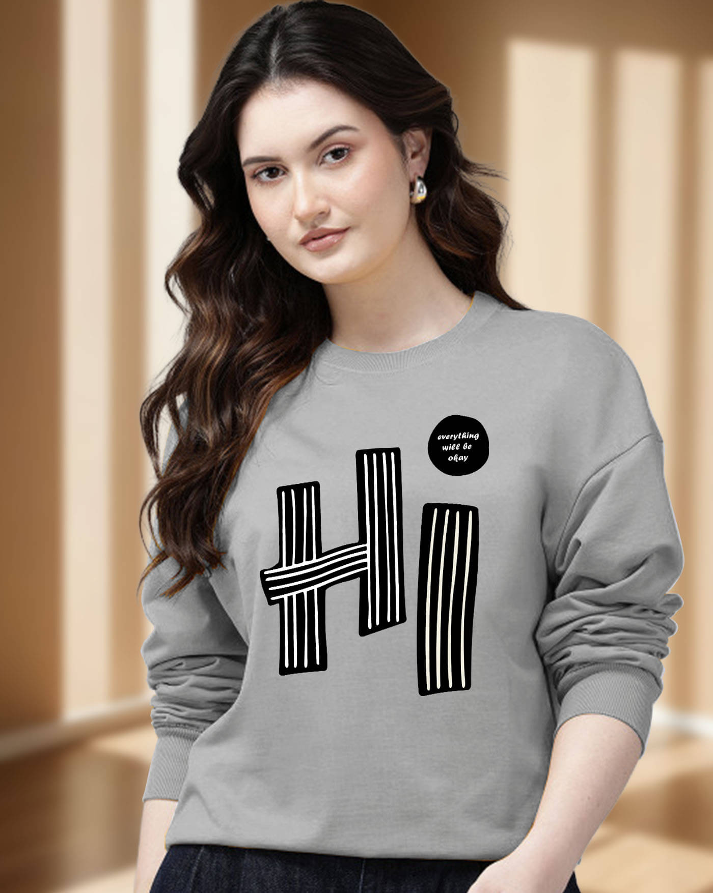     			ENITOR Women Fleece Round Neck Sweatshirt ( Grey )