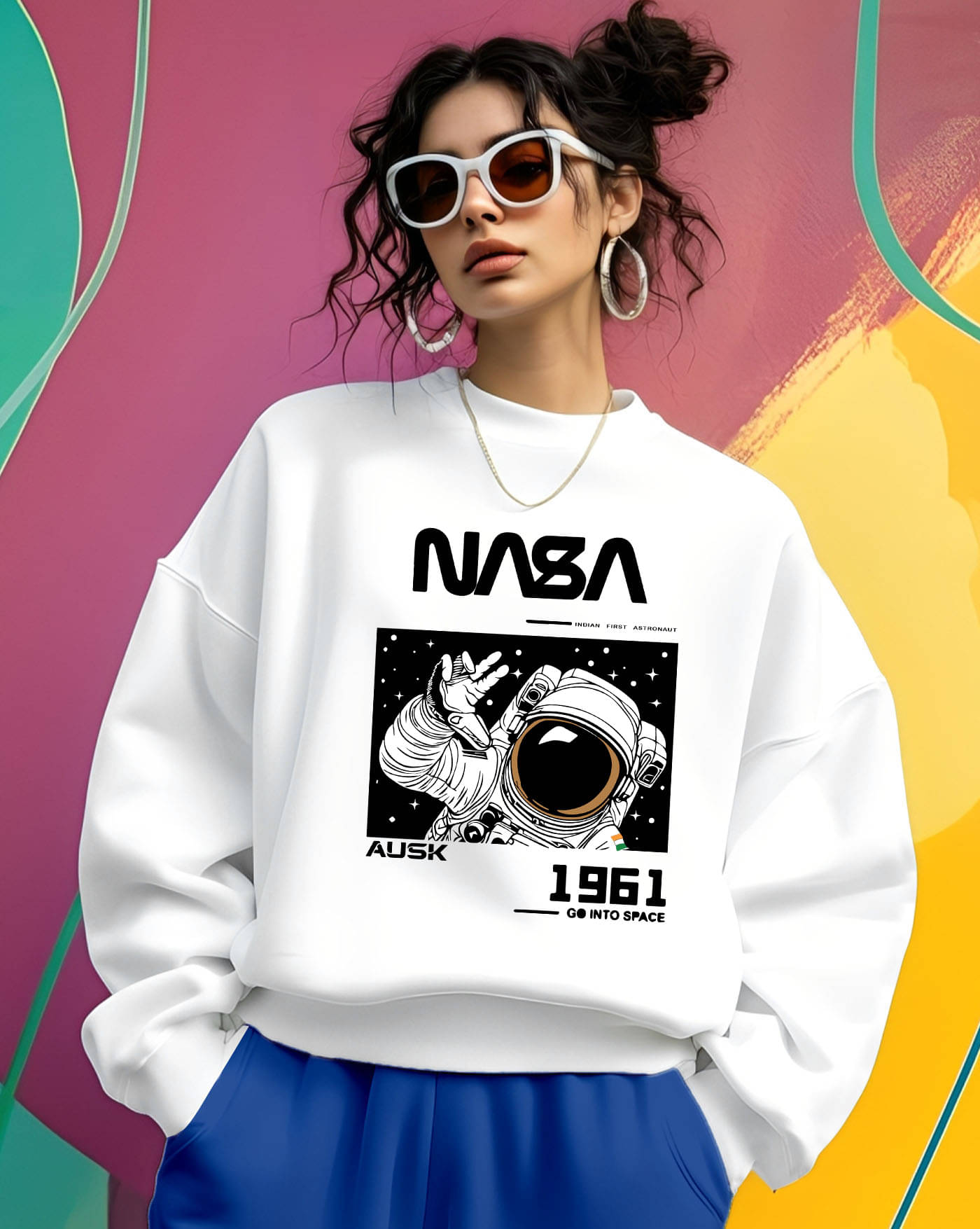     			ENITOR Women Fleece Round Neck Sweatshirt ( White )
