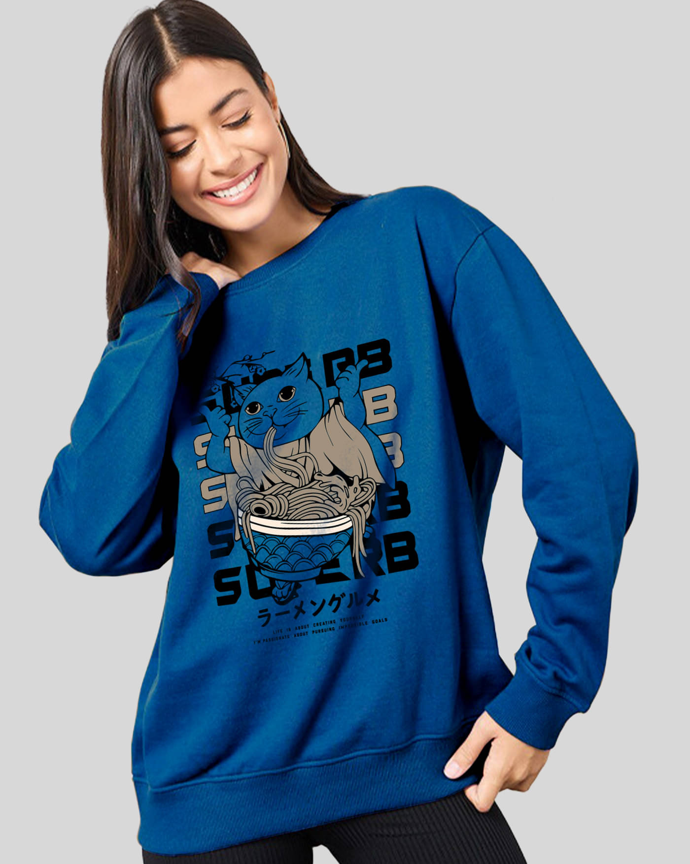 ENITOR Women Fleece Round Neck Sweatshirt ( Turquoise ) ENITOR Women Fleece Round Neck Sweatshirt ( Turquoise )