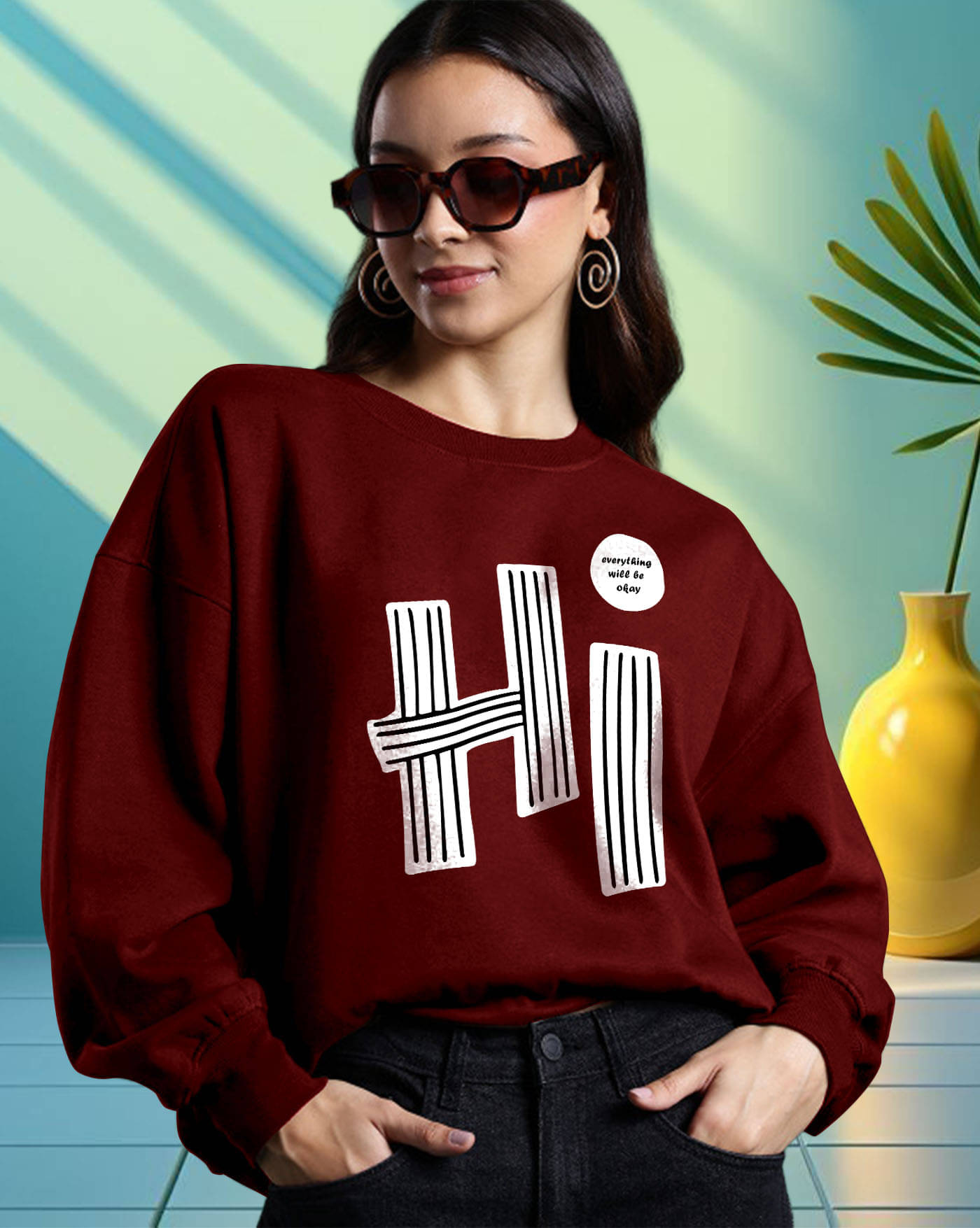 ENITOR Women Fleece Round Neck Sweatshirt ( Maroon ) ENITOR Women Fleece Round Neck Sweatshirt ( Maroon )