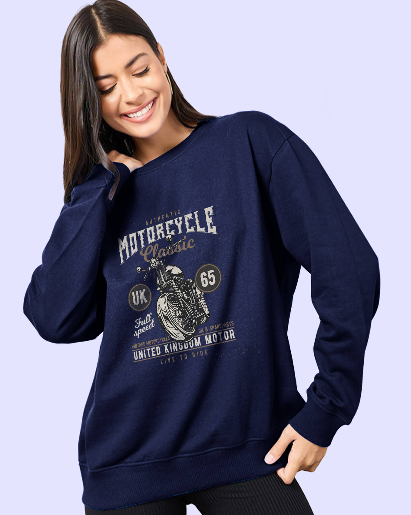 ENITOR Women Fleece Round Neck Sweatshirt ( Blue )     			ENITOR Women Fleece Round Neck Sweatshirt ( Blue )