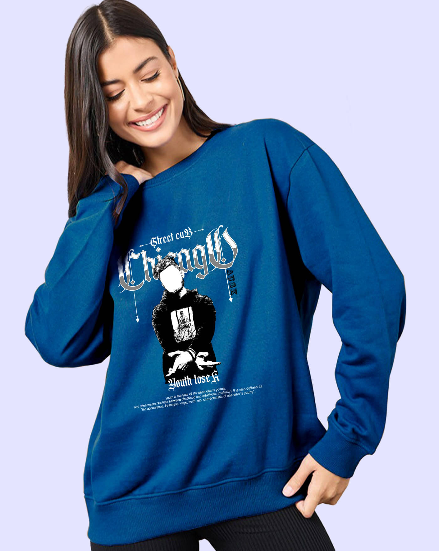 ENITOR Women Fleece Round Neck Sweatshirt ( Turquoise )     			ENITOR Women Fleece Round Neck Sweatshirt ( Turquoise )