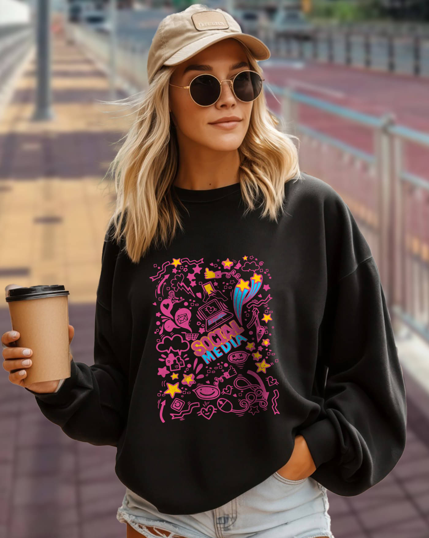 ENITOR Women Fleece Round Neck Sweatshirt ( Black ) ENITOR Women Fleece Round Neck Sweatshirt ( Black )