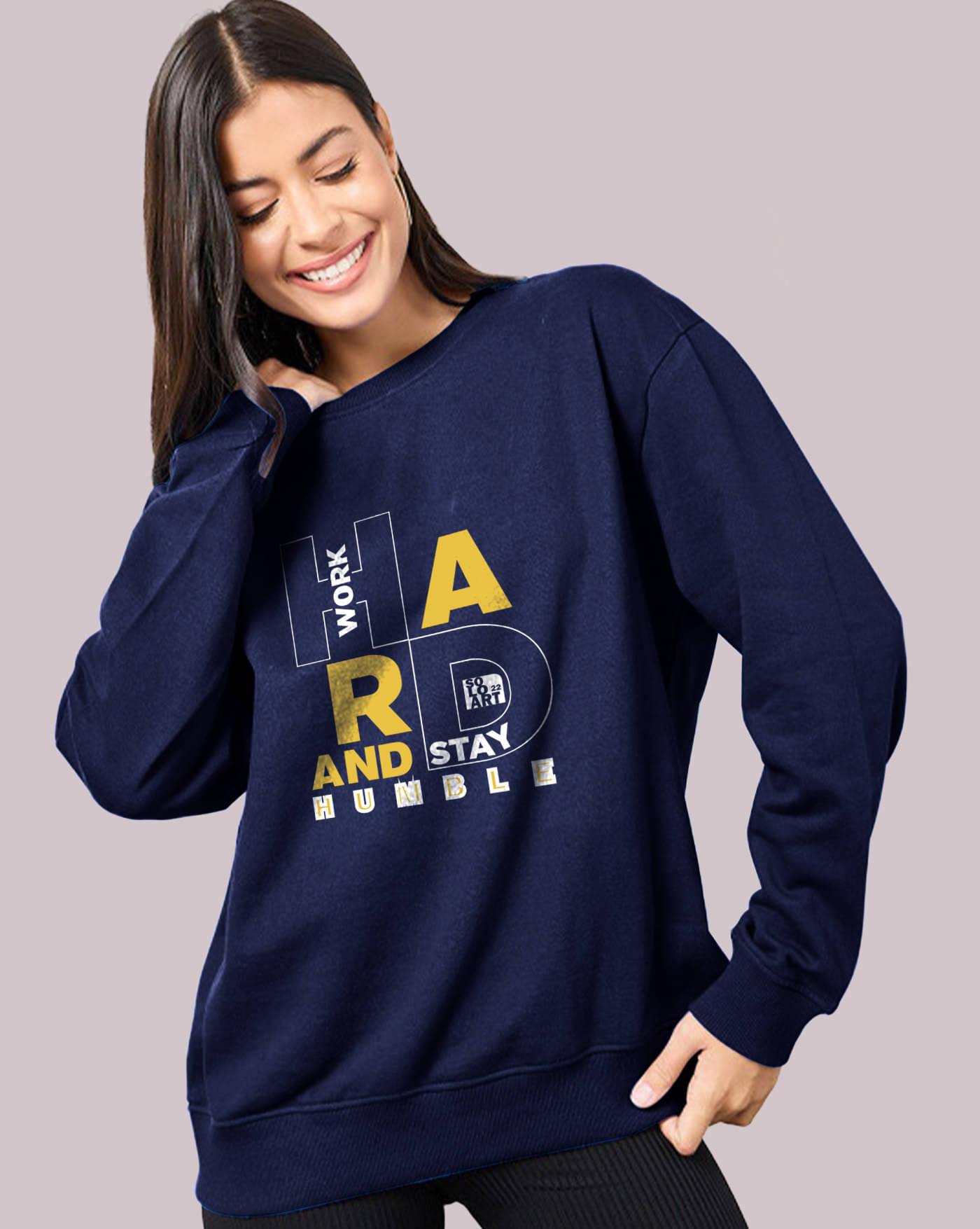ENITOR Women Fleece Round Neck Sweatshirt ( Blue )     			ENITOR Women Fleece Round Neck Sweatshirt ( Blue )
