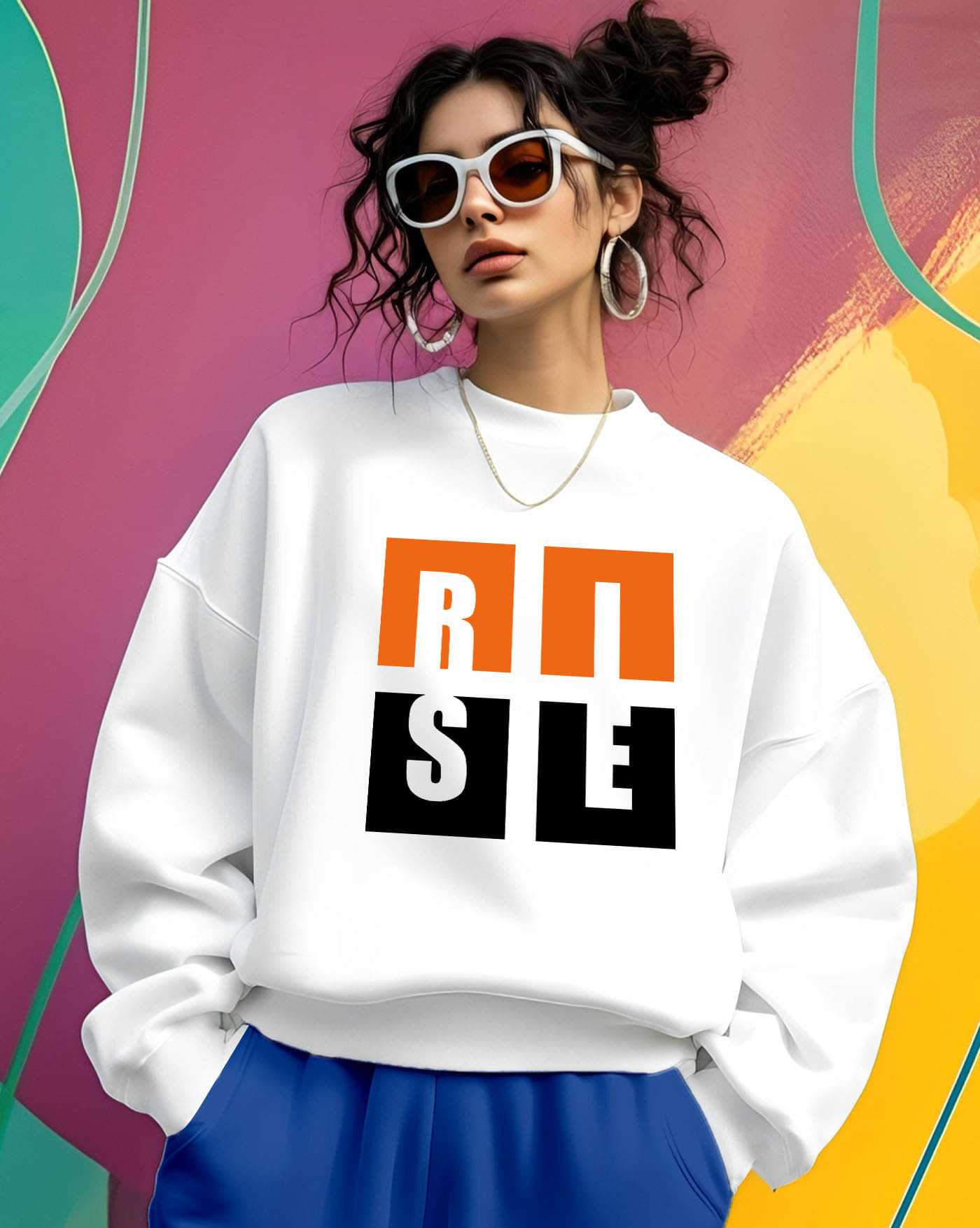 ENITOR Women Fleece Round Neck Sweatshirt ( White ) ENITOR Women Fleece Round Neck Sweatshirt ( White )