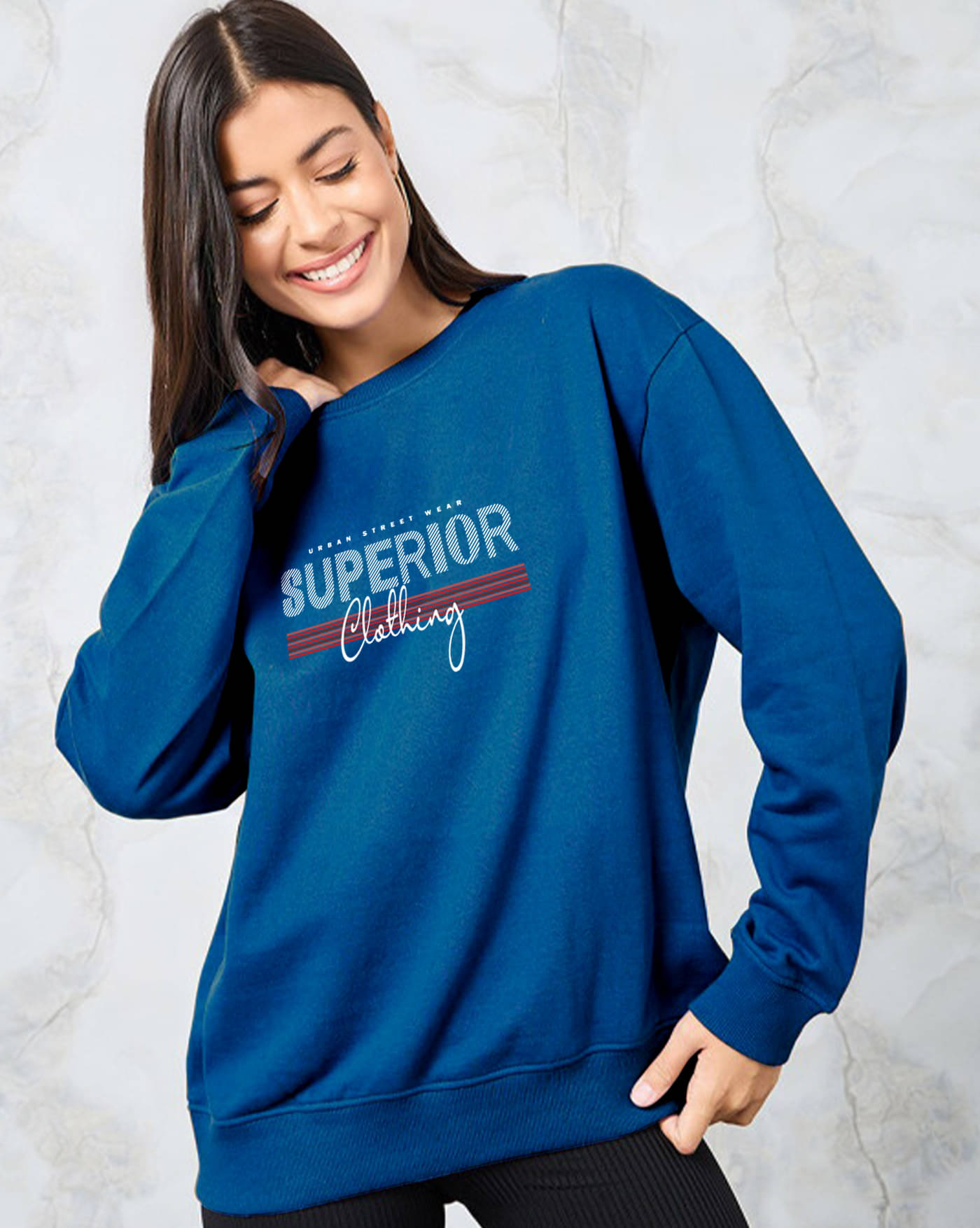 ENITOR Women Fleece Round Neck Sweatshirt ( Turquoise ) ENITOR Women Fleece Round Neck Sweatshirt ( Turquoise )