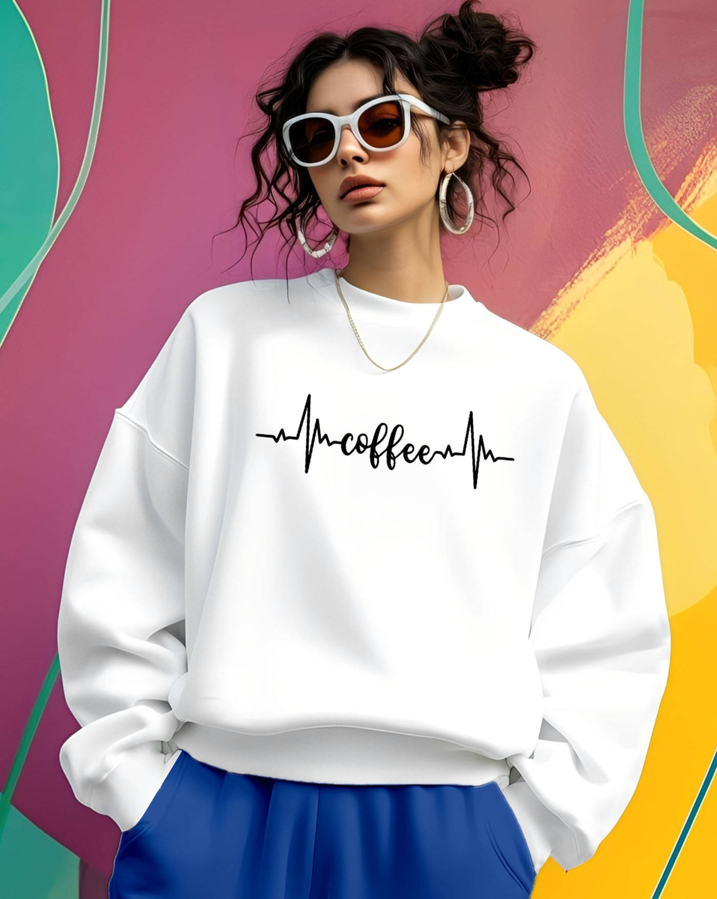 ENITOR Women Fleece Round Neck Sweatshirt ( White ) ENITOR Women Fleece Round Neck Sweatshirt ( White )