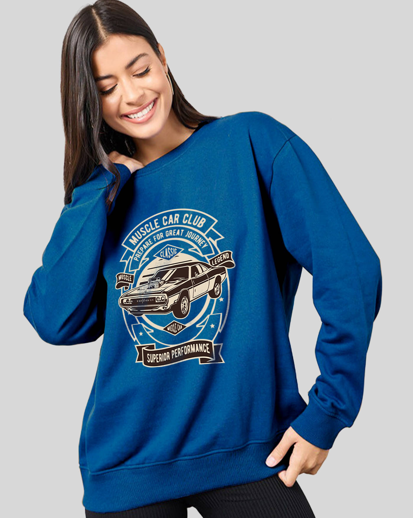 ENITOR Women Fleece Round Neck Sweatshirt ( Turquoise ) ENITOR Women Fleece Round Neck Sweatshirt ( Turquoise )