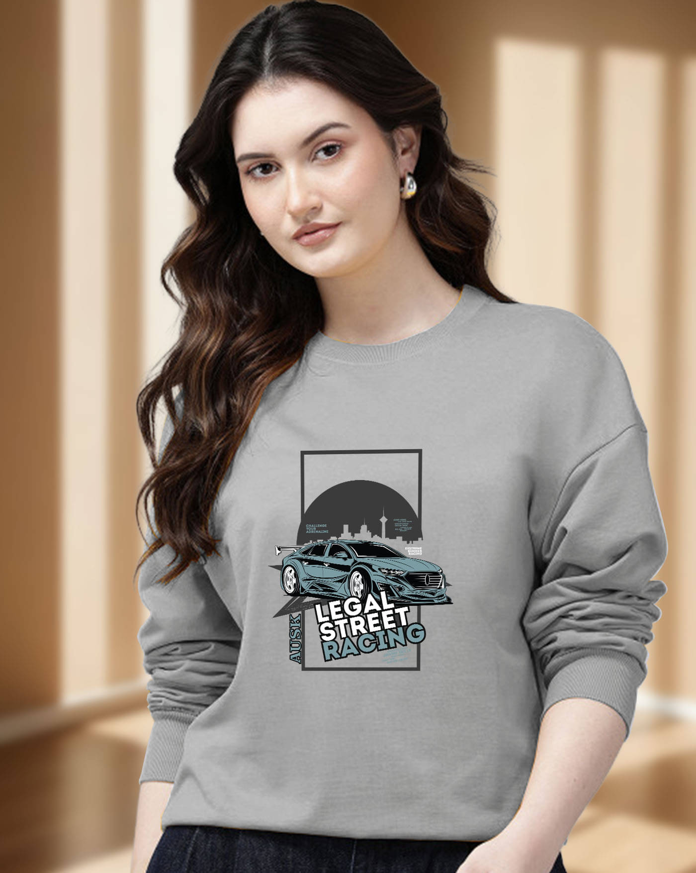 ENITOR Women Fleece Round Neck Sweatshirt ( Grey )     			ENITOR Women Fleece Round Neck Sweatshirt ( Grey )