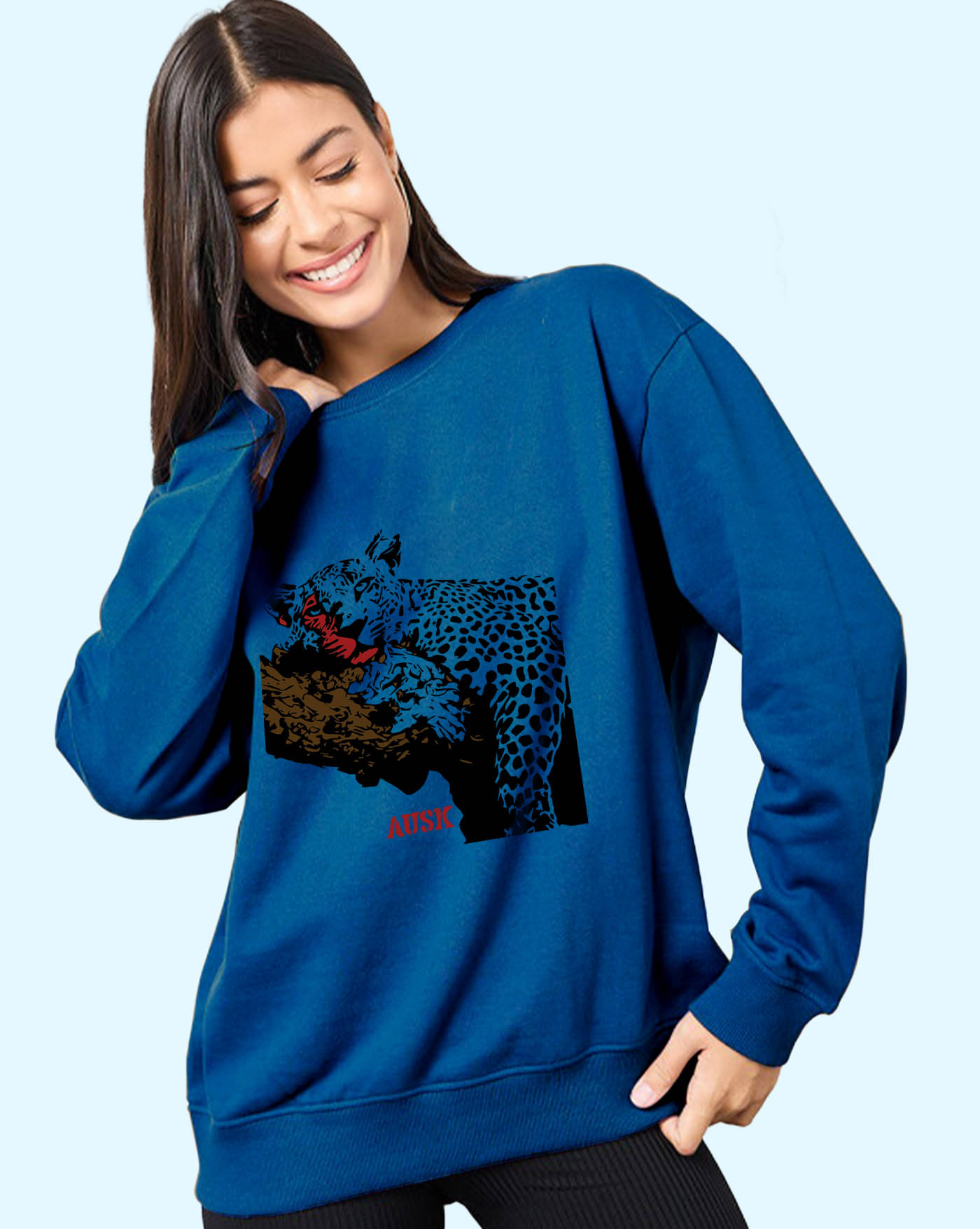 ENITOR Women Fleece Round Neck Sweatshirt ( Turquoise ) ENITOR Women Fleece Round Neck Sweatshirt ( Turquoise )