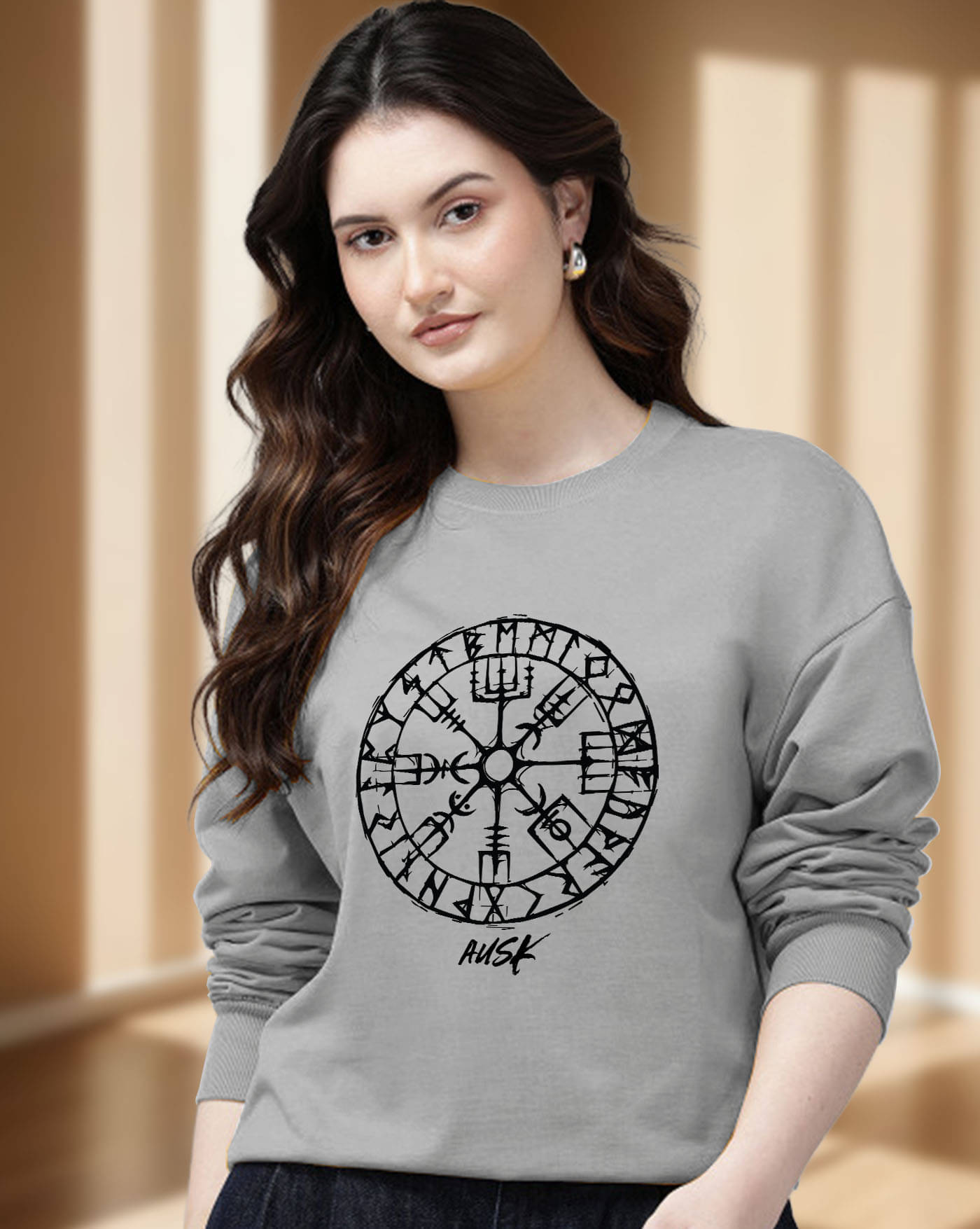     			ENITOR Women Fleece Round Neck Sweatshirt ( Grey )