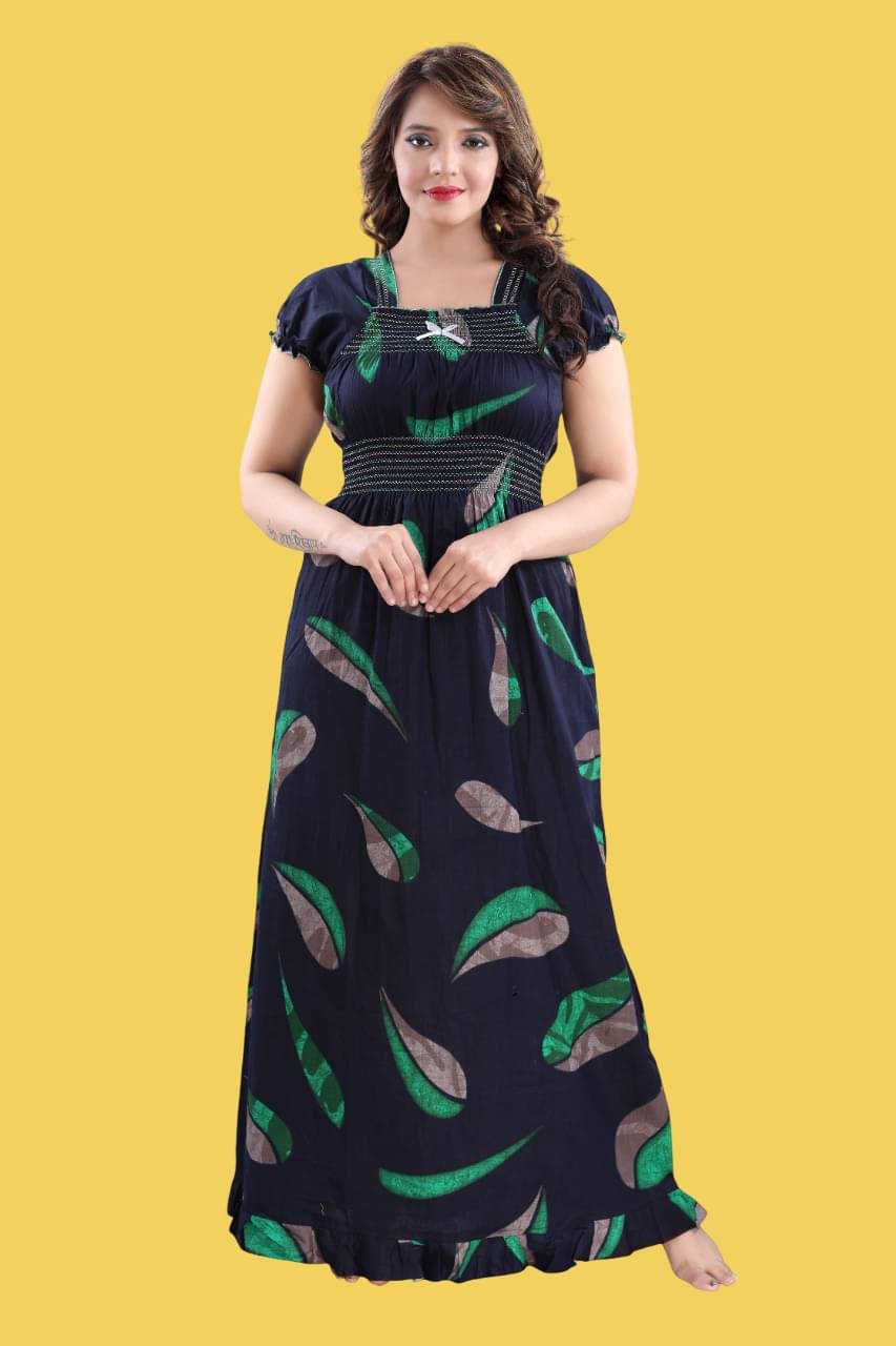INNER BEATS Cotton Self Design Women Regular Nighty ( Multicolor ) INNER BEATS Cotton Self Design Women Regular Nighty ( Multicolor )