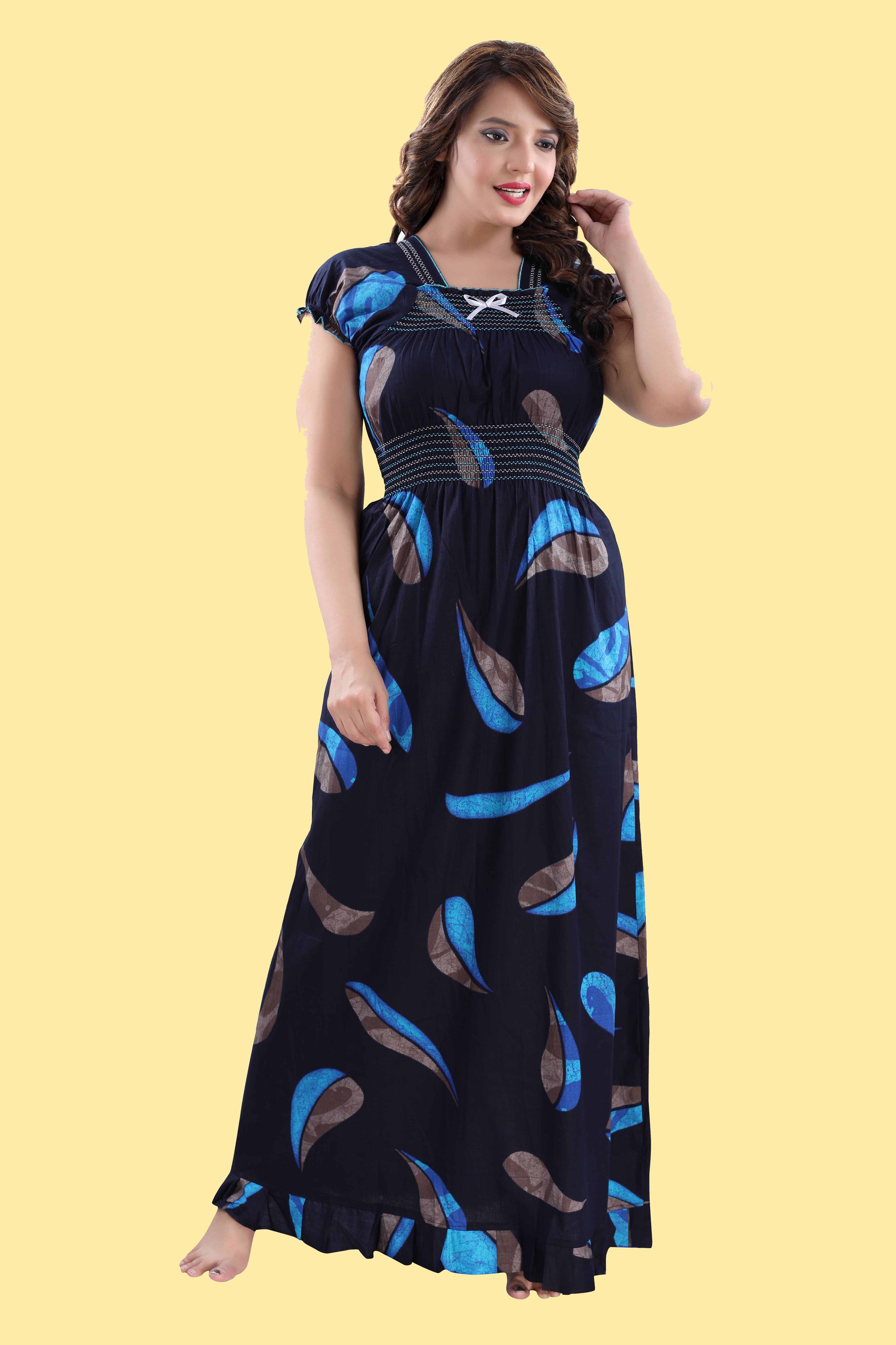 INNER BEATS Cotton Self Design Women Regular Nighty ( Multicolor ) INNER BEATS Cotton Self Design Women Regular Nighty ( Multicolor )