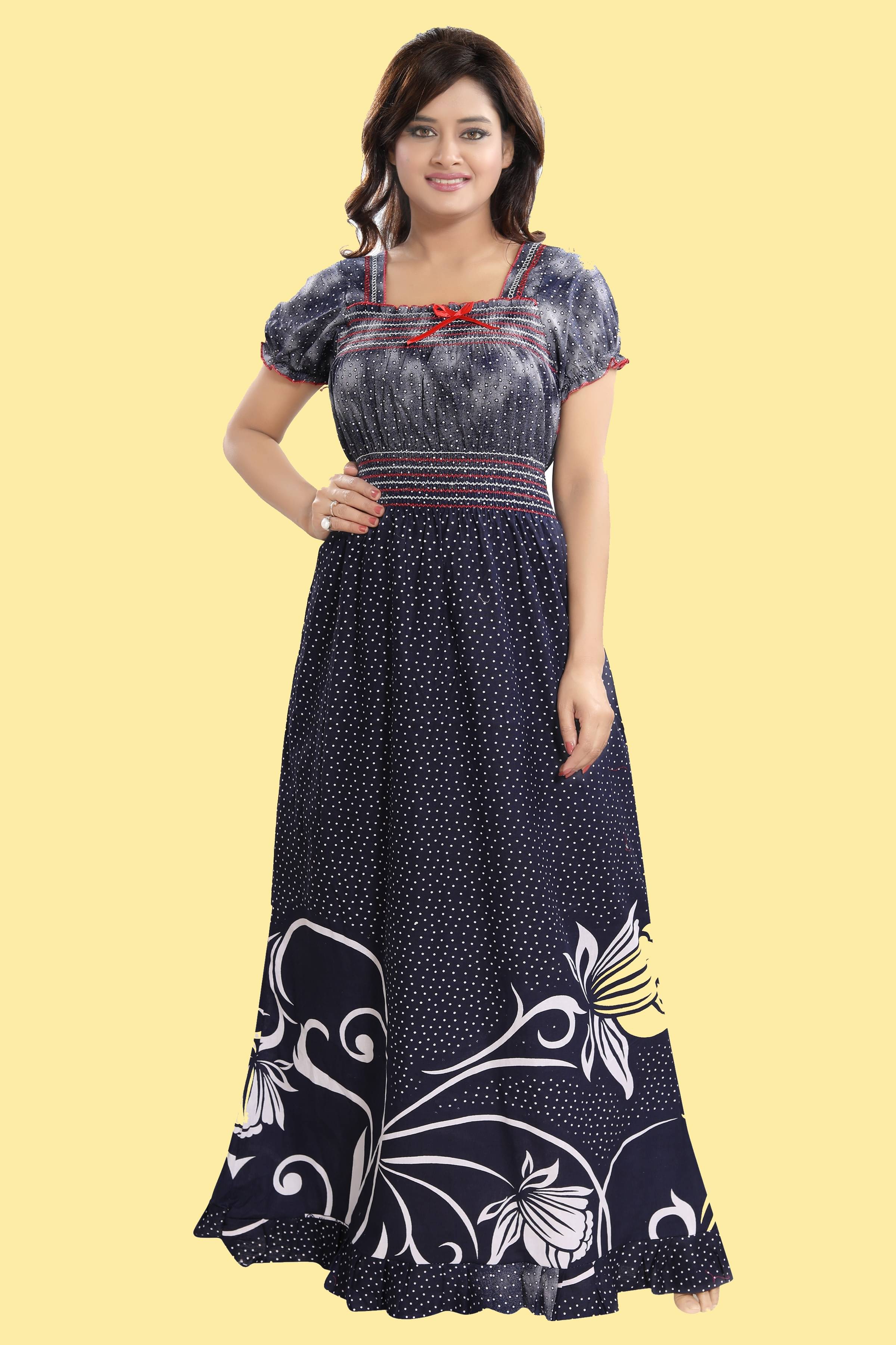 INNER BEATS Cotton Self Design Women Regular Nighty ( Multicolor ) INNER BEATS Cotton Self Design Women Regular Nighty ( Multicolor )
