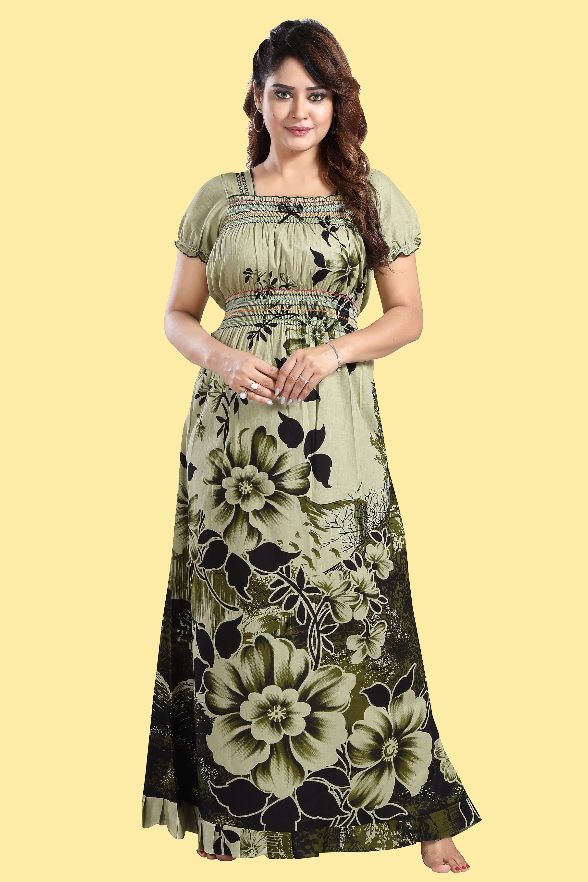 INNER BEATS Cotton Self Design Women Regular Nighty ( Multicolor ) INNER BEATS Cotton Self Design Women Regular Nighty ( Multicolor )