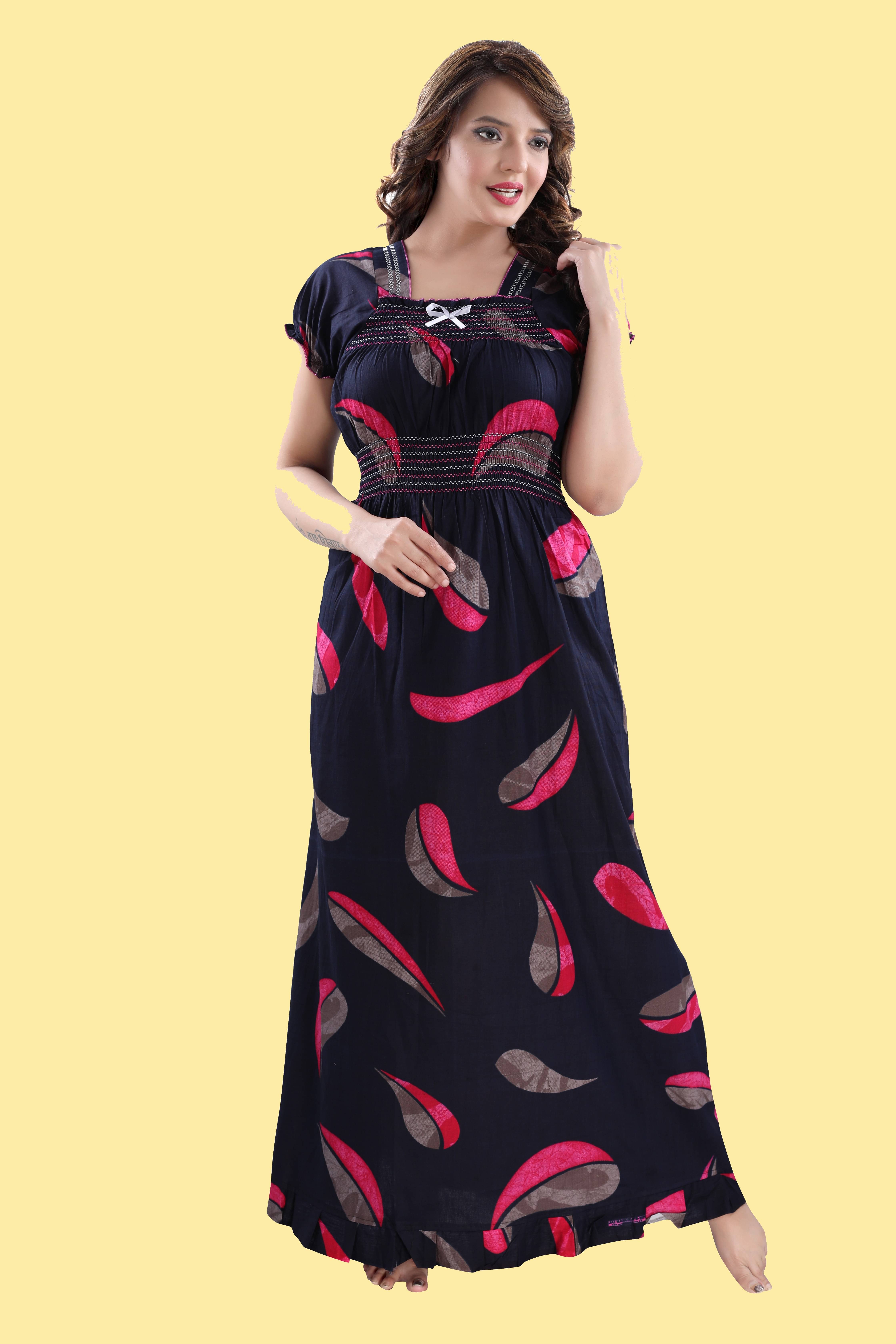 INNER BEATS Cotton Self Design Women Regular Nighty ( Multicolor ) INNER BEATS Cotton Self Design Women Regular Nighty ( Multicolor )