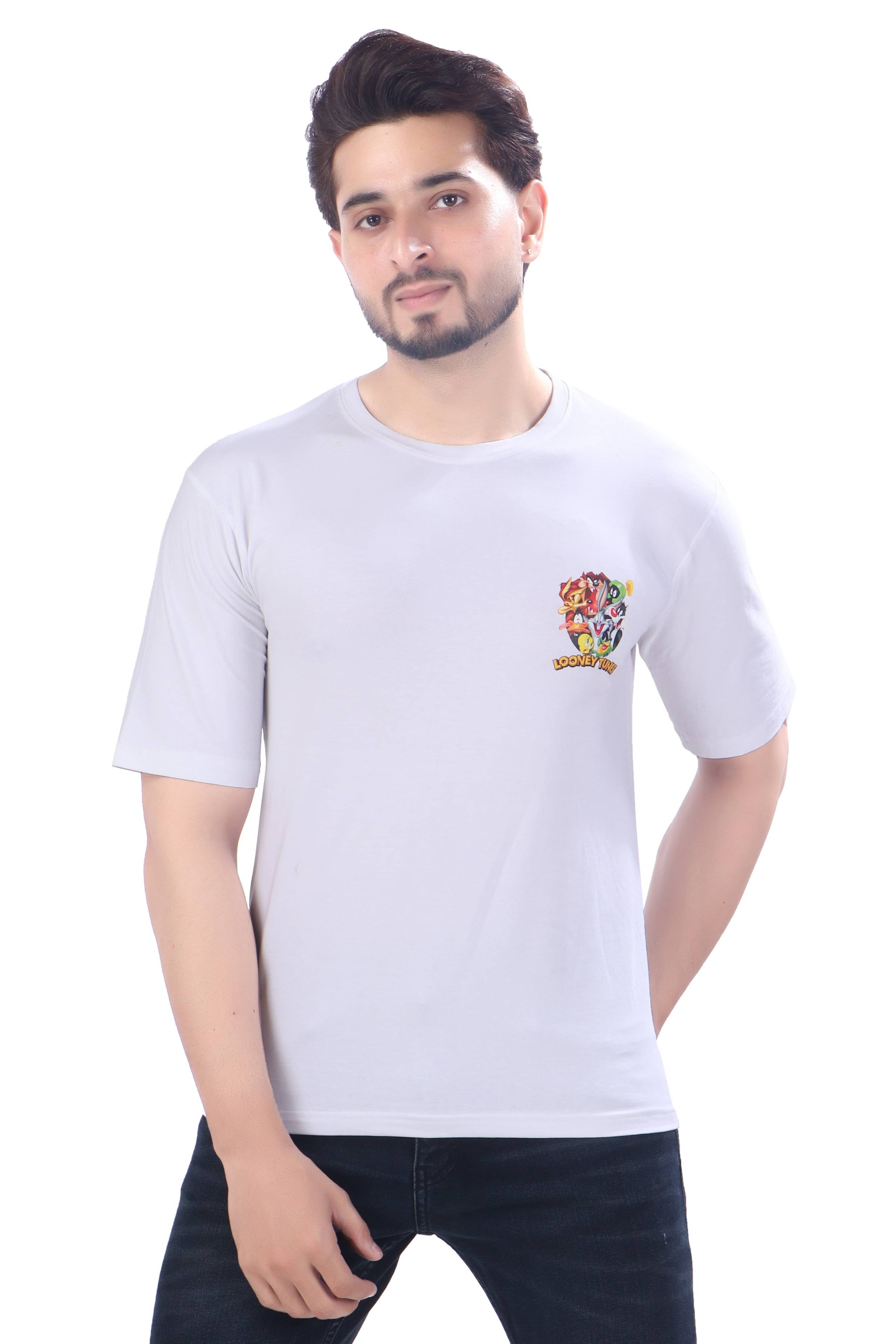     			JERATH EXPORTS Men 100% Cotton Regular Fit Printed T-Shirt ( White )