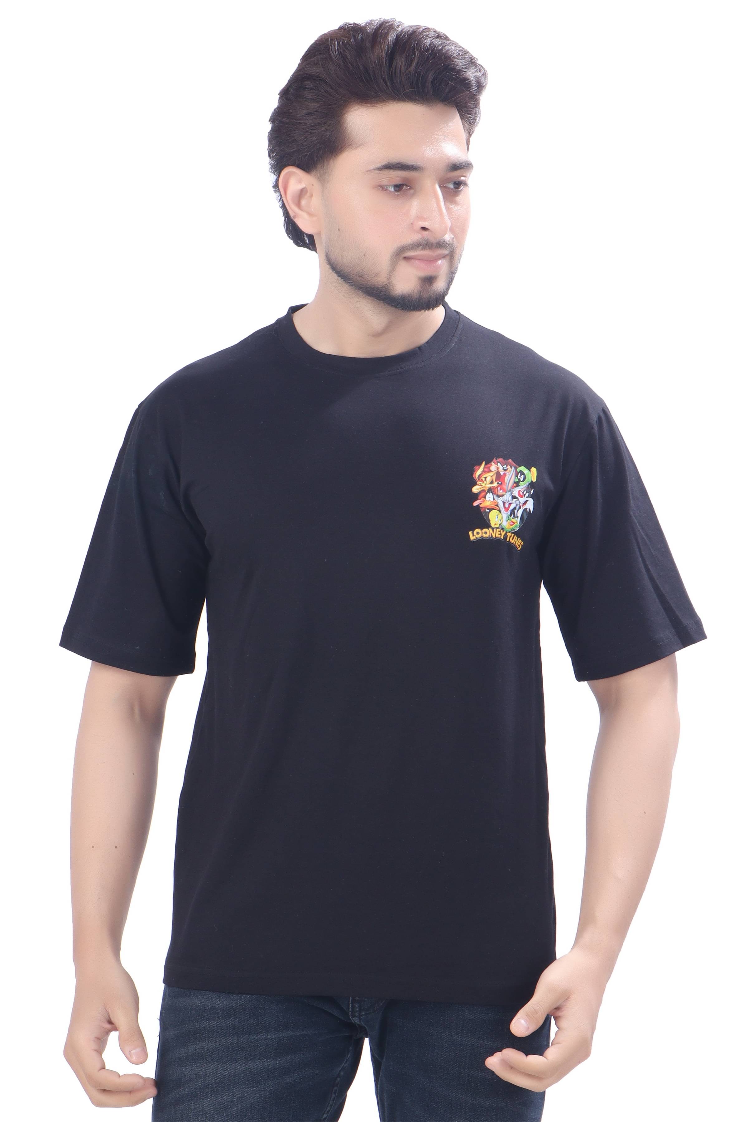 JERATH EXPORTS Men 100% Cotton Regular Fit Printed T-Shirt ( Black ) JERATH EXPORTS Men 100% Cotton Regular Fit Printed T-Shirt ( Black )