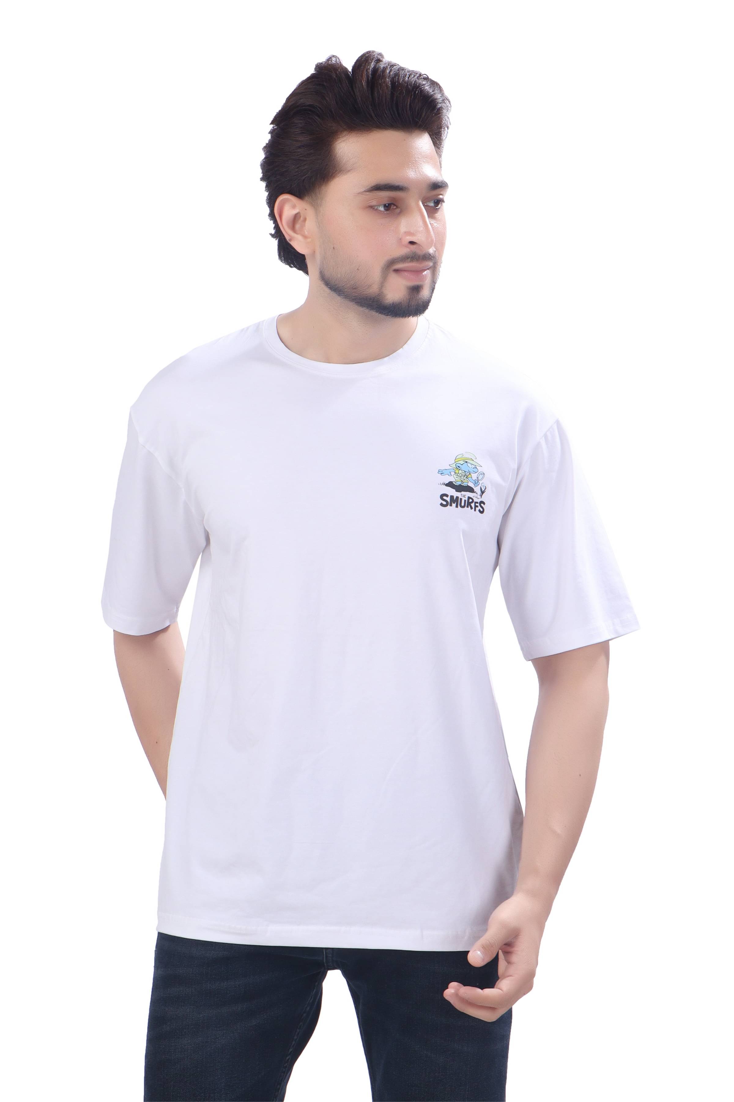     			JERATH EXPORTS Men 100% Cotton Regular Fit Printed T-Shirt ( White )