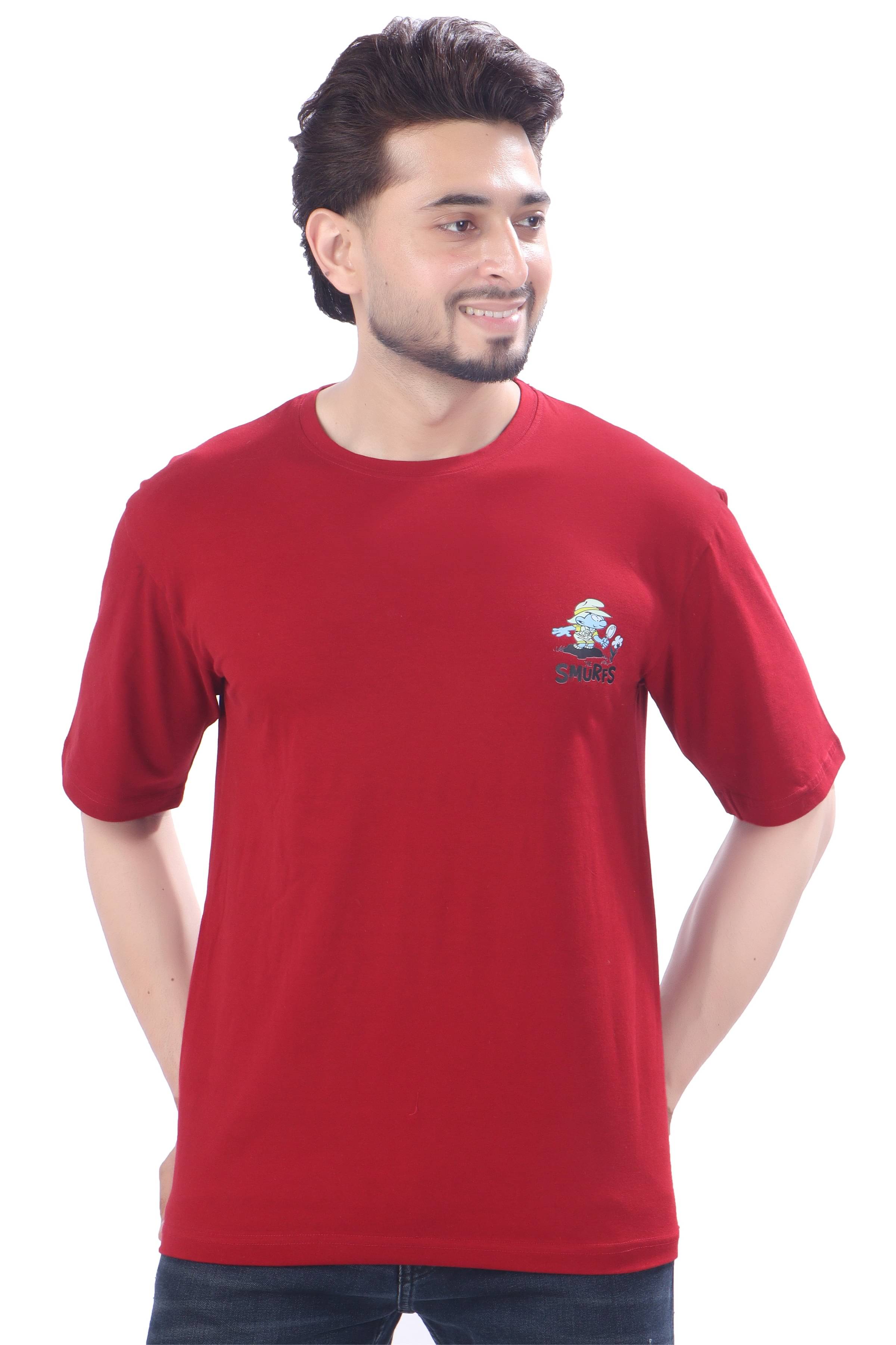 JERATH EXPORTS Men 100% Cotton Regular Fit Printed T-Shirt ( Maroon )     			JERATH EXPORTS Men 100% Cotton Regular Fit Printed T-Shirt ( Maroon )