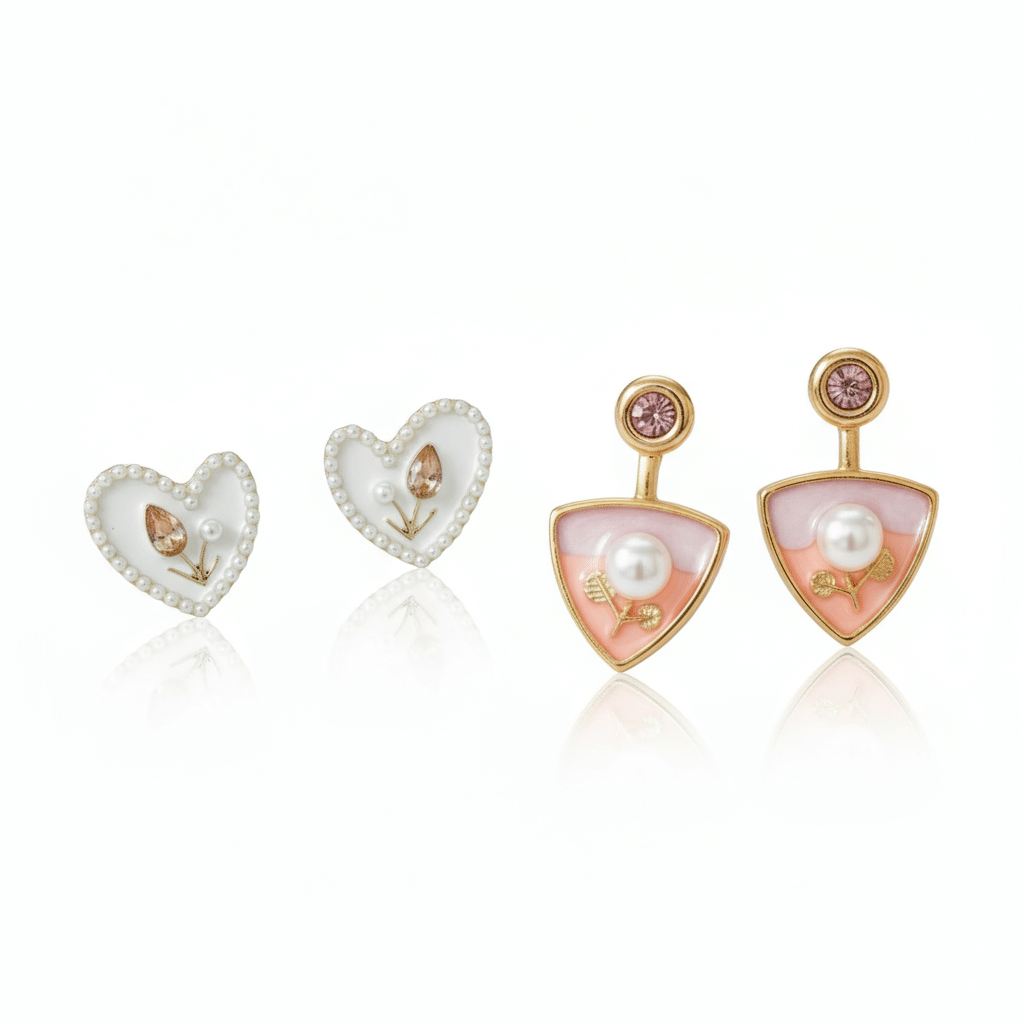     			LifeLily Golden Stud Earrings ( Pack of 2 )