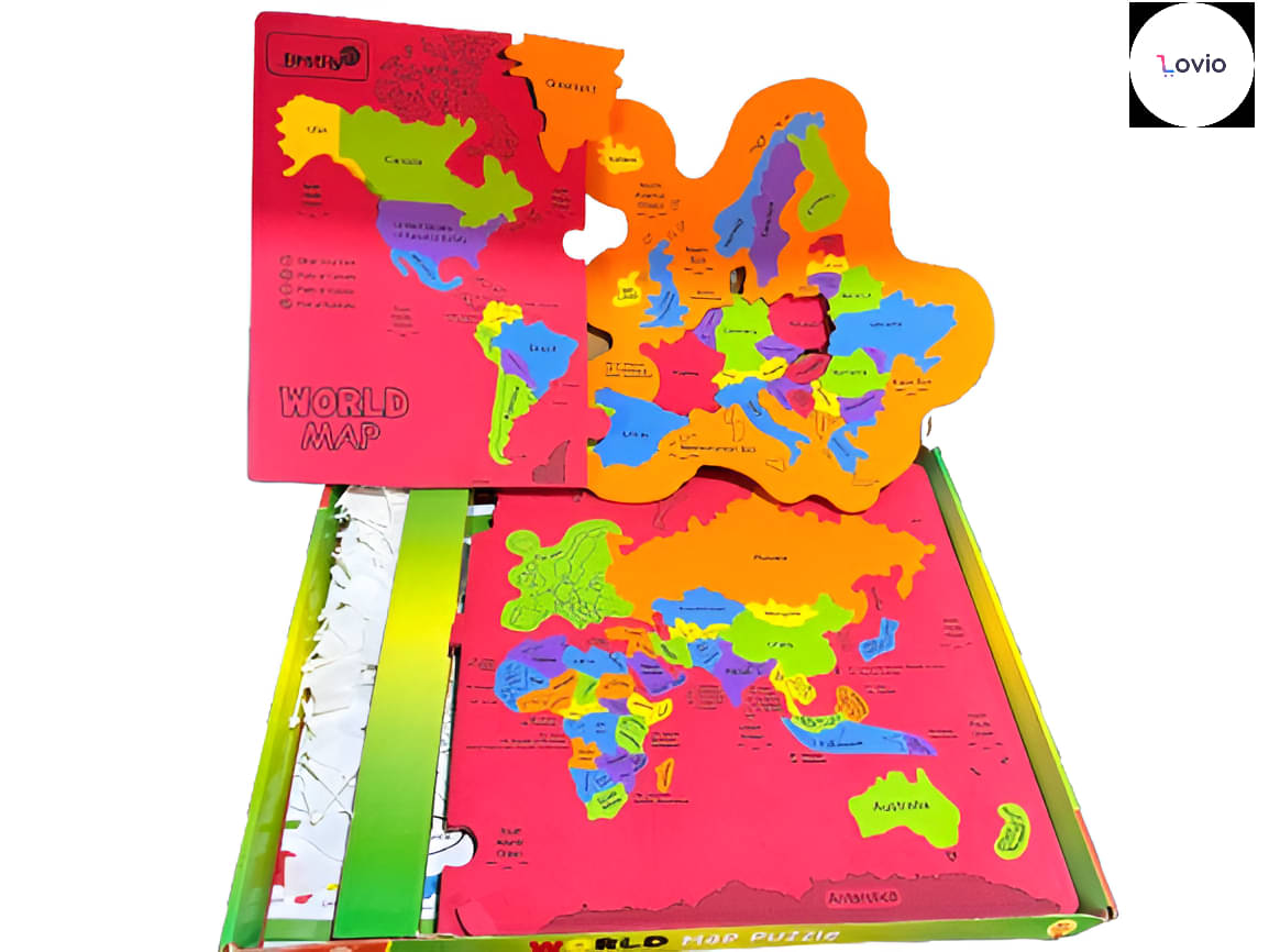     			Lovio Store Play & Learn World Map Jigsaw Puzzle for Kids | Educational Toy for Logical Thinking, Fun Learning & Early Brain Development | Gift Set for Kids