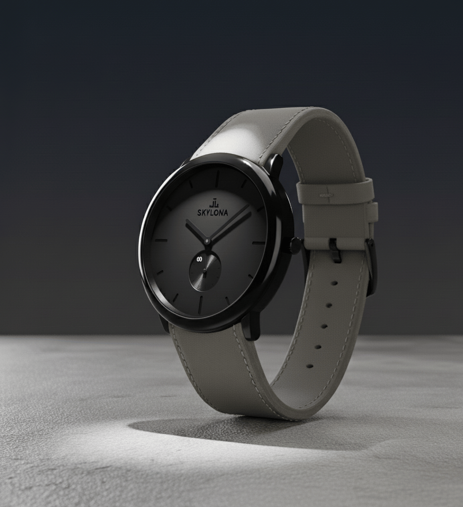     			SKYLONA Dark Grey Leather Analog Men's Watch