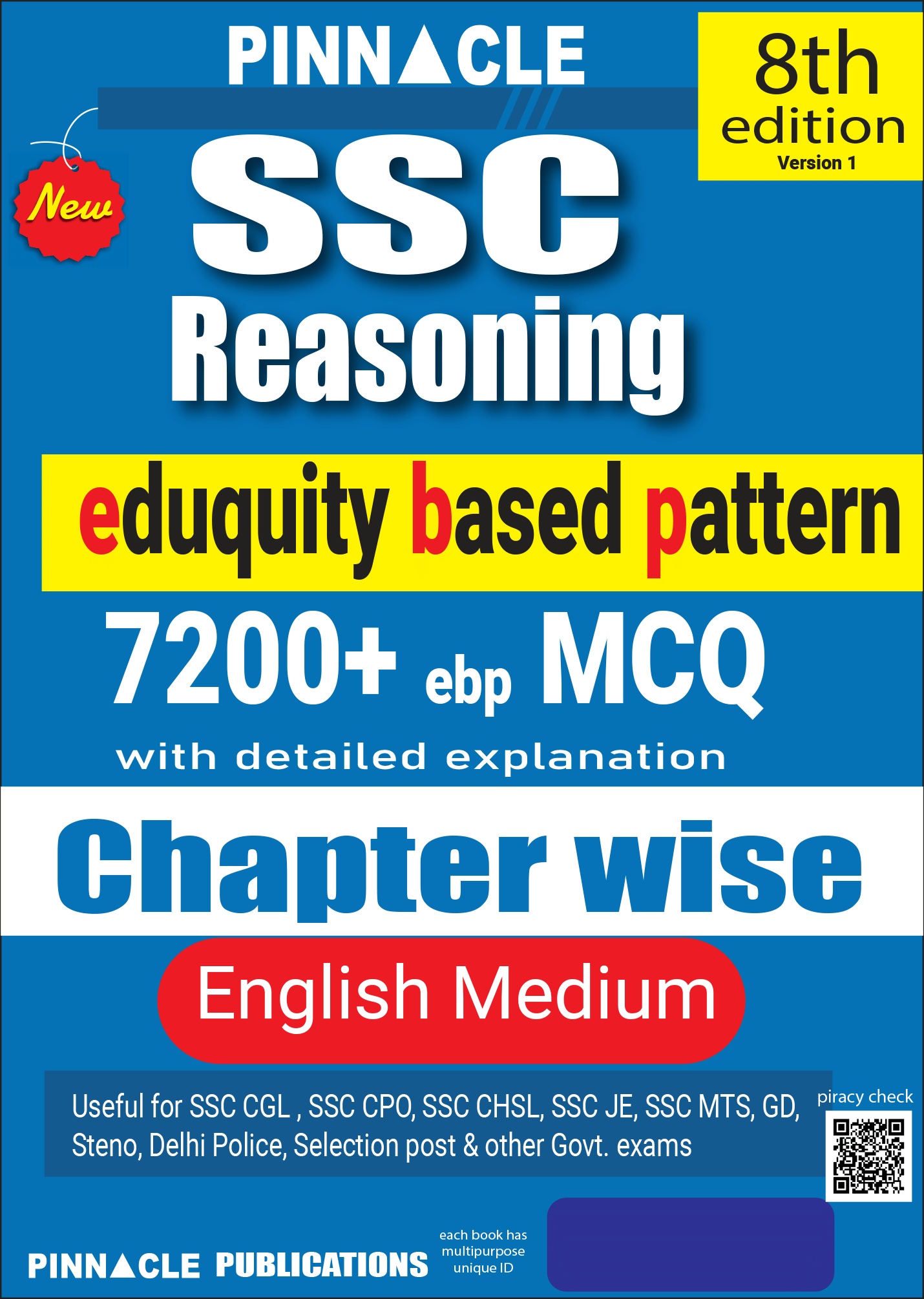     			SSC Reasoning 7200+ MCQs Book | Chapterwise Practice | Based on Latest SSC Exam Pattern 2025 ( Eduquity Based ) | English Medium | 8th Edition
