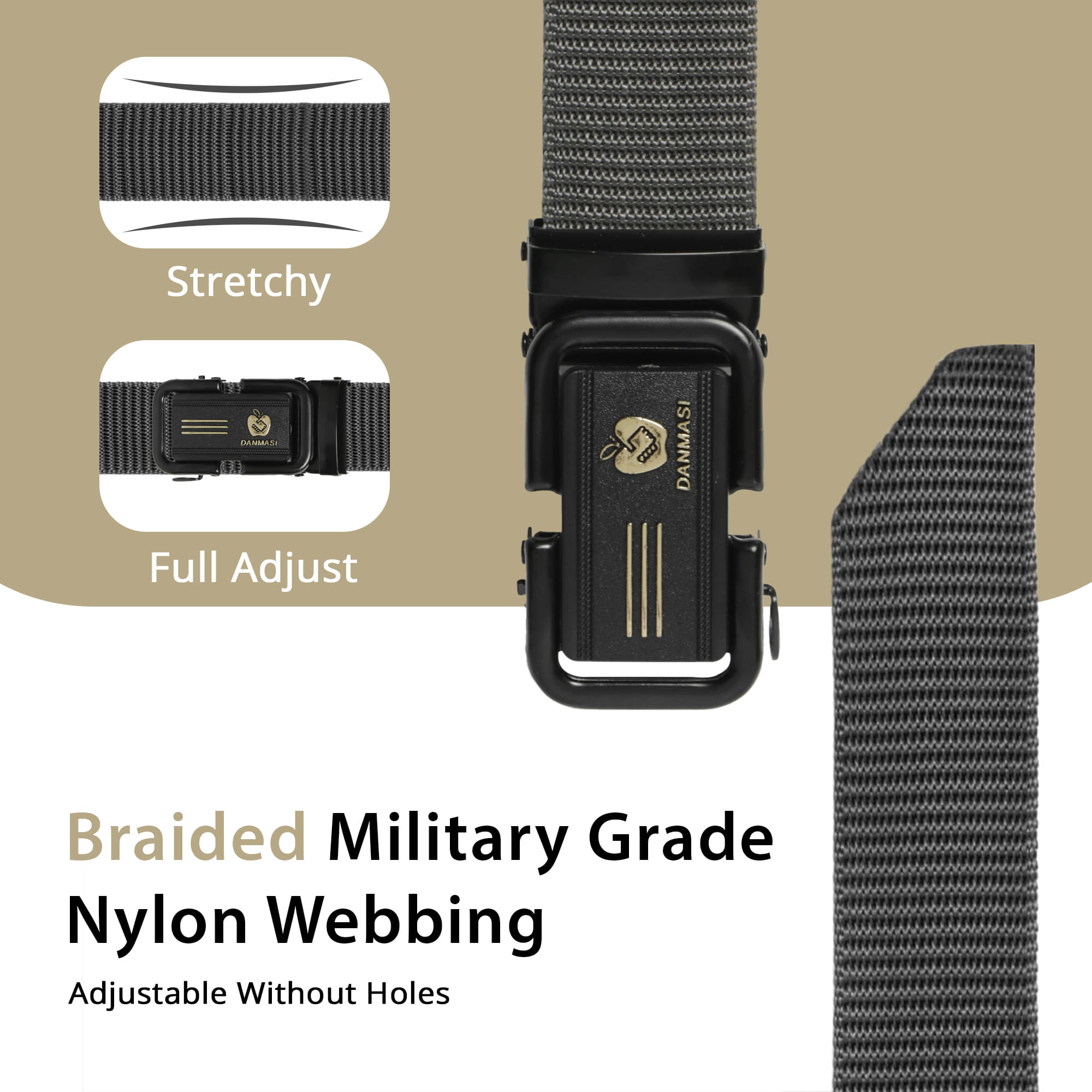     			lyvi - Gray Nylon Men's Braided Belt ( Pack of 1 )