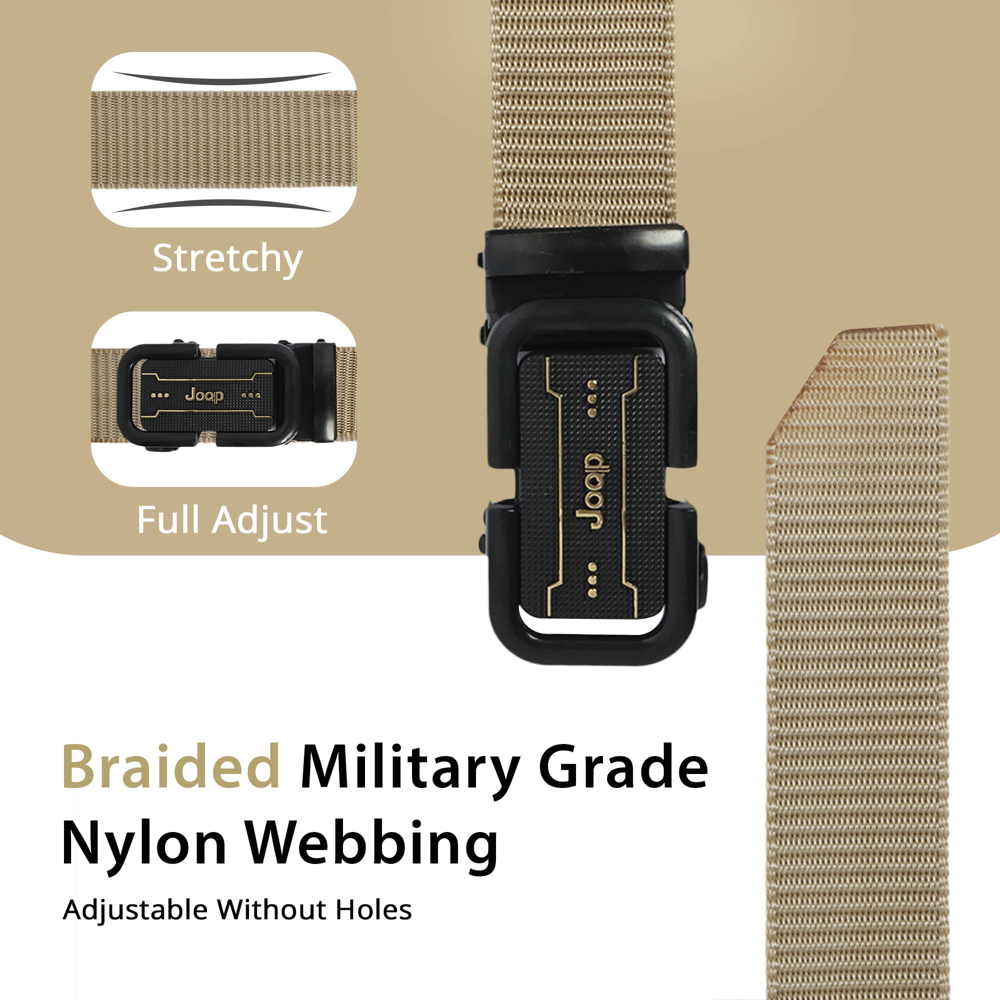     			lyvi - Khaki Nylon Men's Braided Belt ( Pack of 1 )