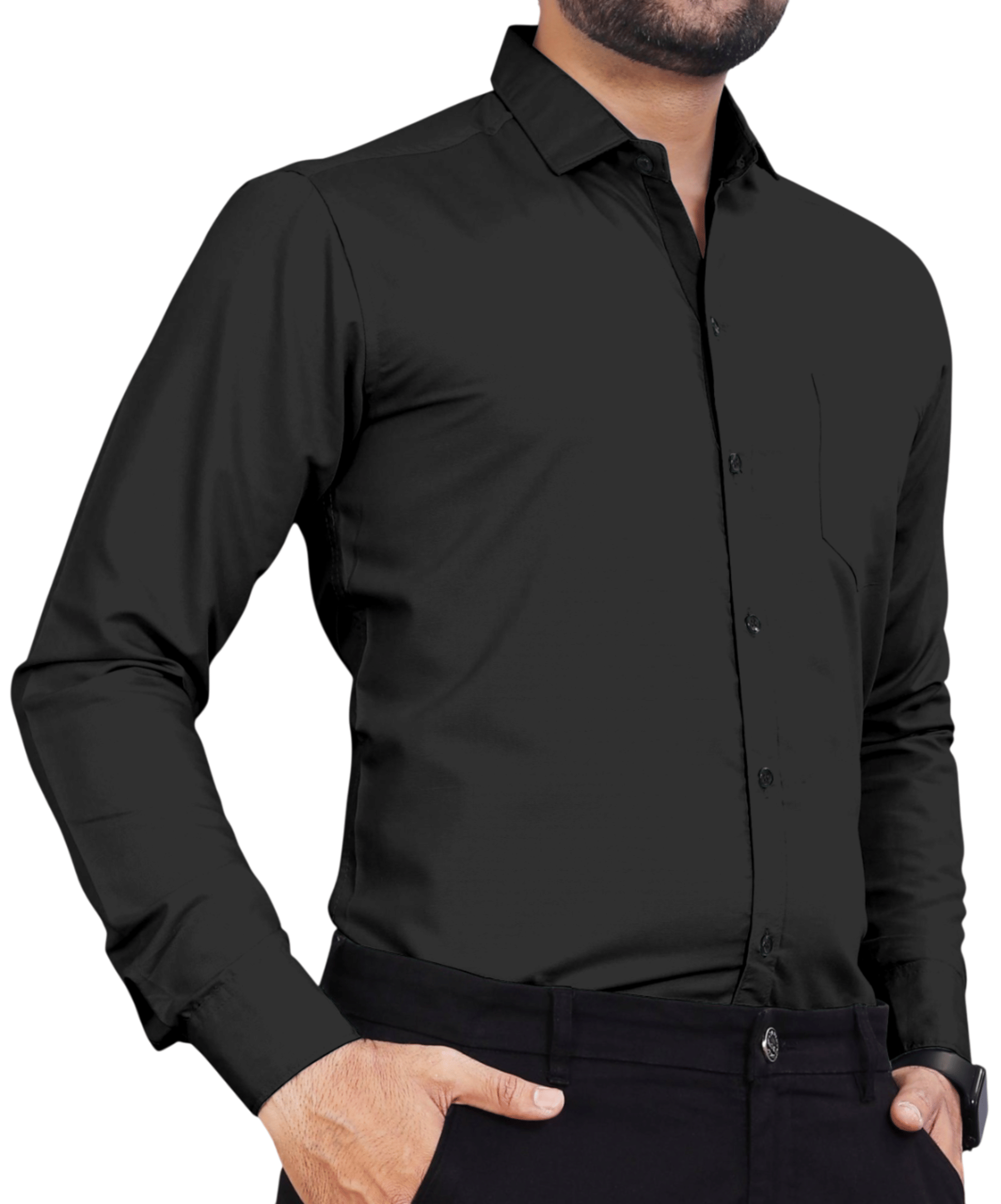     			AITAVIK OVERSEAS Poly Cotton Regular Fit Solids Full Sleeves Men's Casual Shirt - Black ( Pack of 1 )