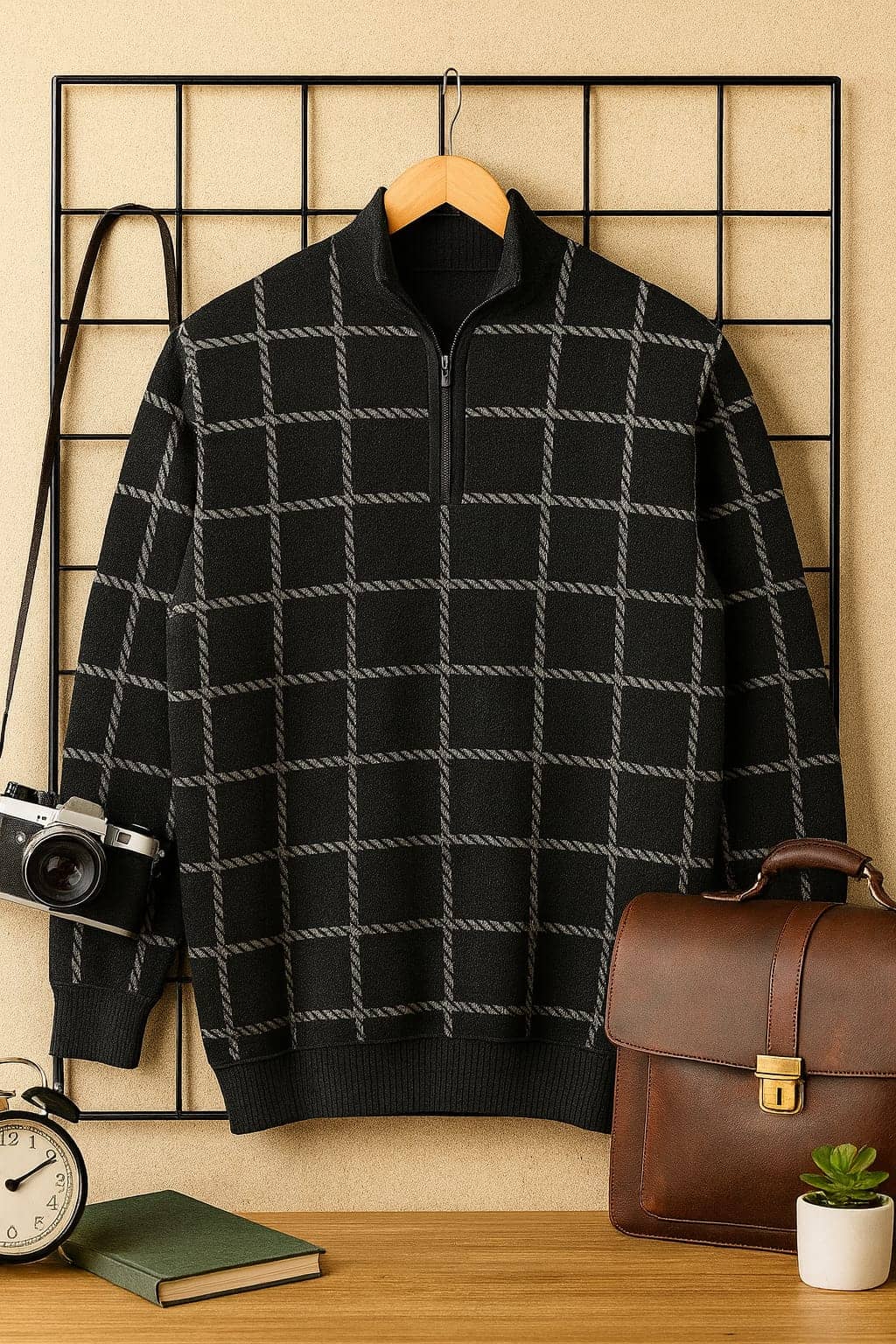 AUSTIVO Cotton Blend Round Neck Men's Full Sleeves Cardigan Sweater - Black ( Pack of 1 )