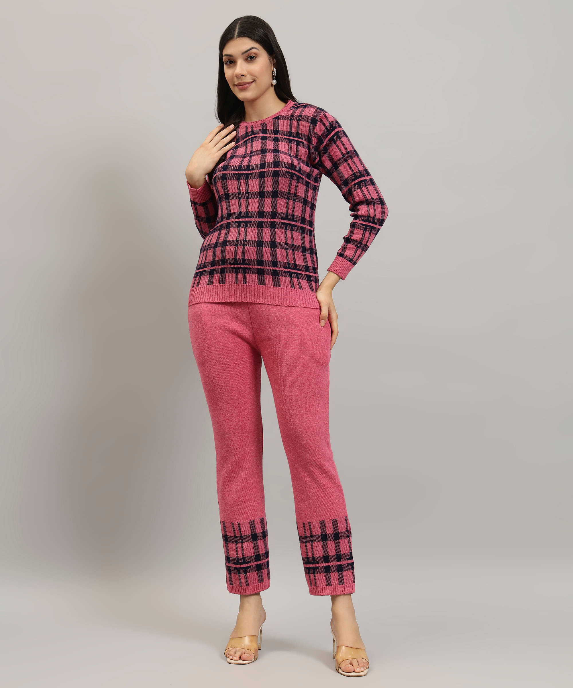     			Canblar Women Colorblock Top With Palazzos Co-Ord Set ( Pink )